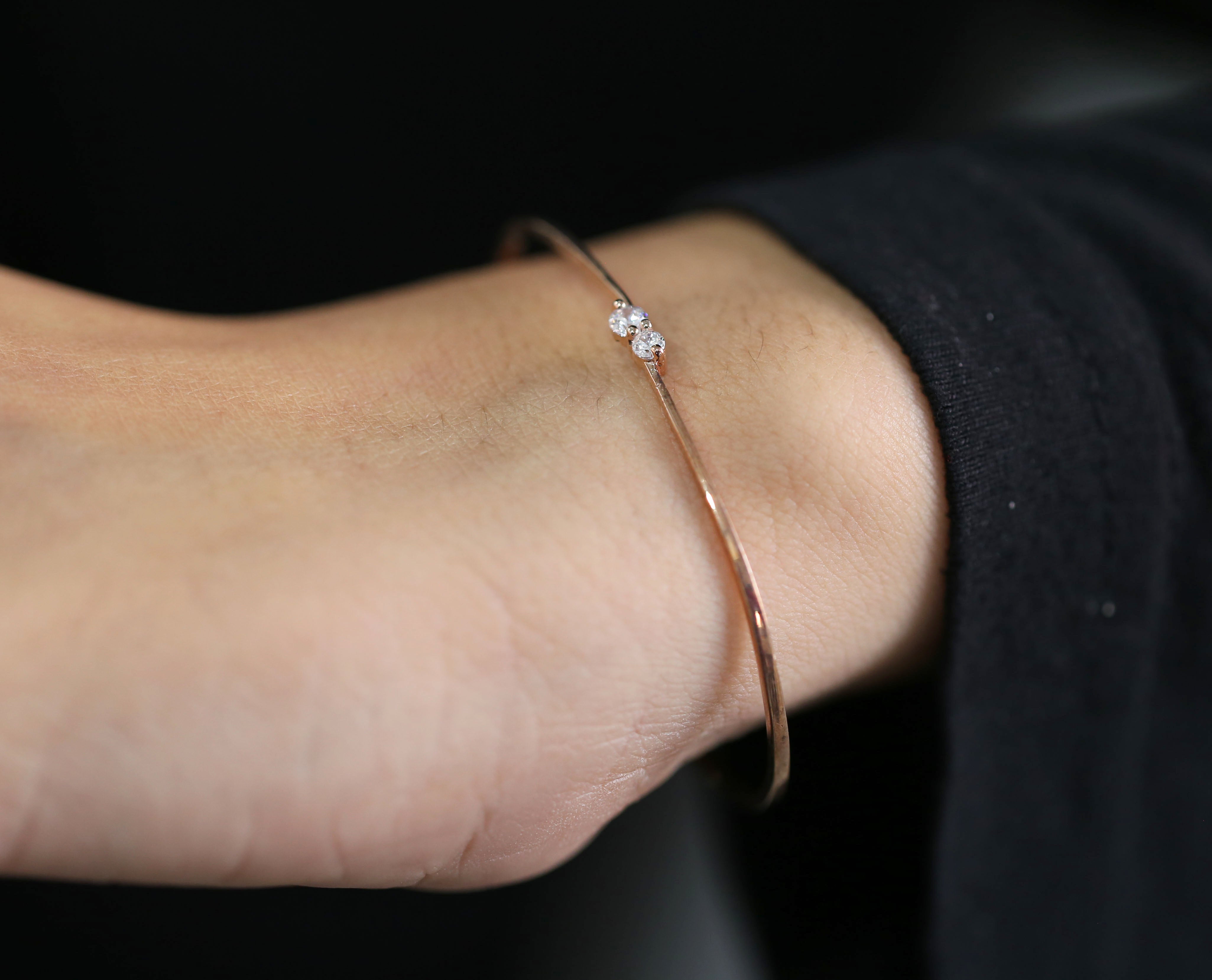 White Color Brilliant Cut Round Diamond Bracelet 14K Solid Rose White Yellow Gold Bracelet Engagement Wedding Gift Bracelet 0.17 CT KD944