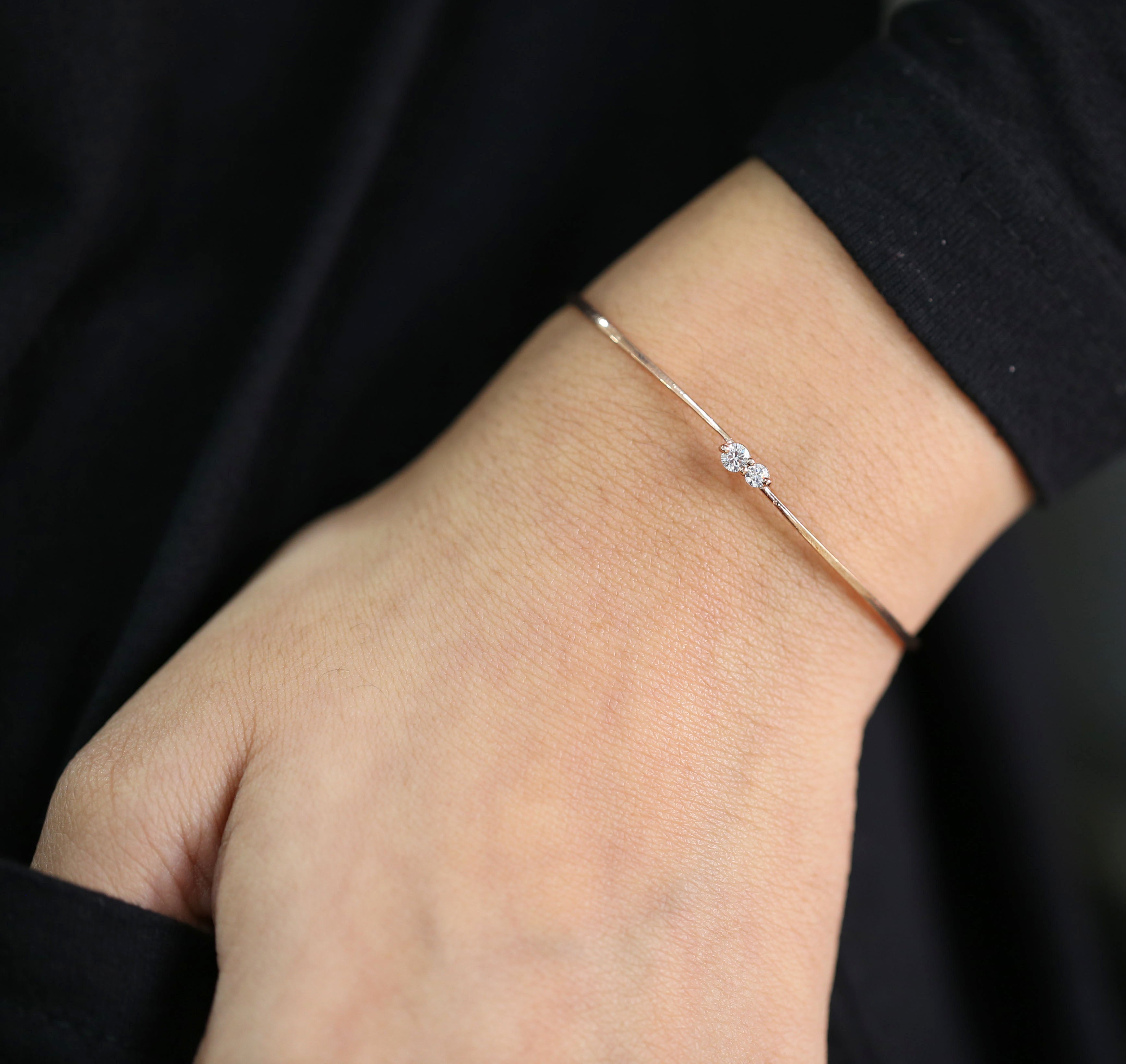 White Color Brilliant Cut Round Diamond Bracelet 14K Solid Rose White Yellow Gold Bracelet Engagement Wedding Gift Bracelet 0.17 CT KD944