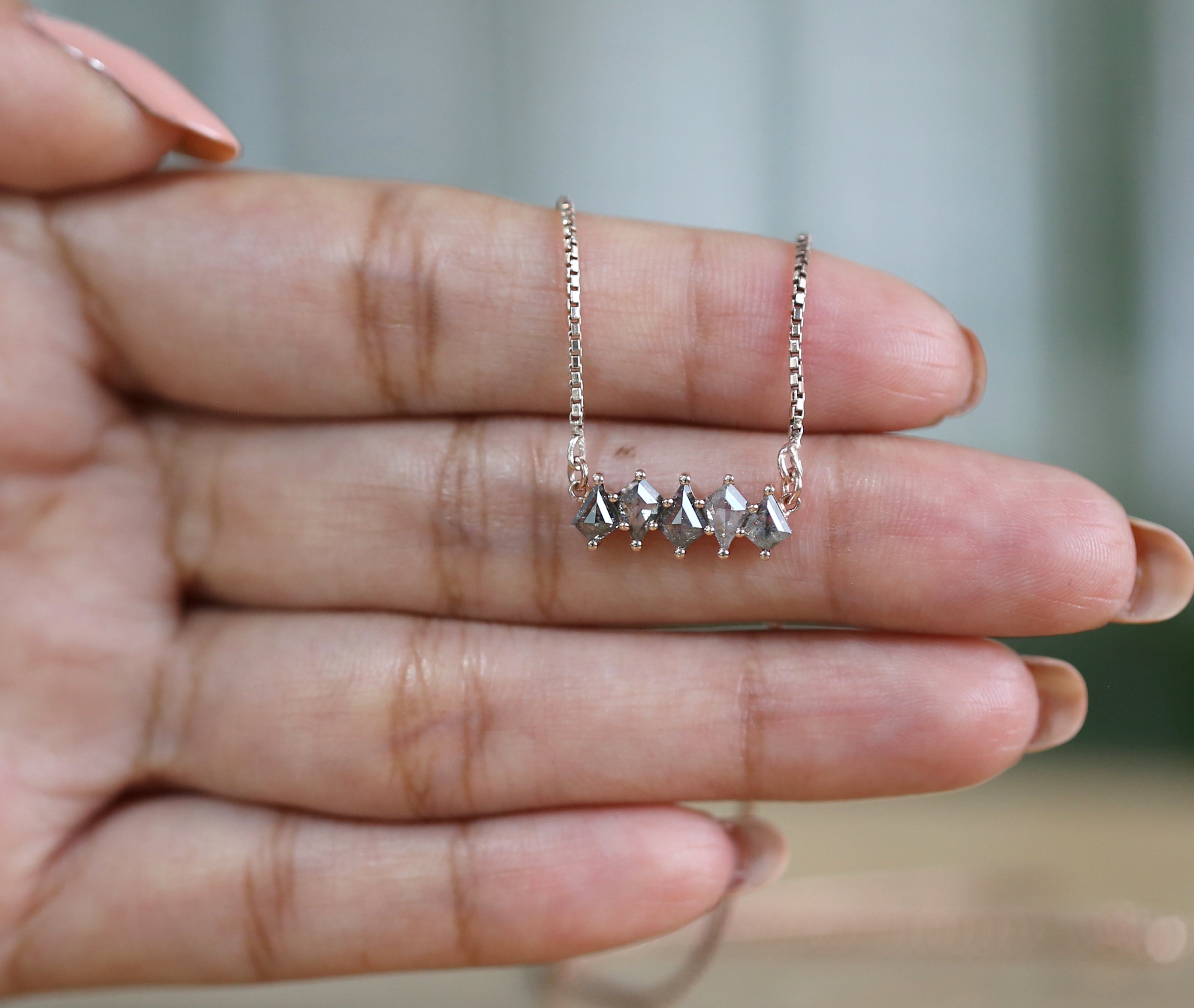 Kite Salt And Pepper Diamond Pendant Engagement Wedding Gift Pendant 14K Solid Rose White Yellow Gold Pendant 0.96 CT KD1218