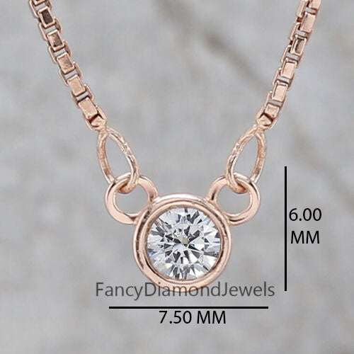 Round Brilliant Cut White Color Diamond Pendant Engagement Wedding Gift Pendant 14K Solid Rose White Yellow Gold Pendant 0.17 CT KD1002