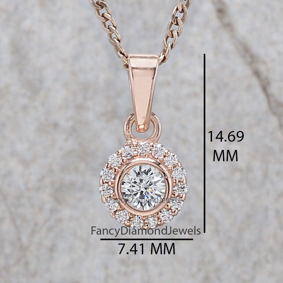 Round Brilliant Cut White Color Diamond Pendant Engagement Wedding Gift Pendant 14K Solid Rose White Yellow Gold Pendant 0.26 CT KD1004
