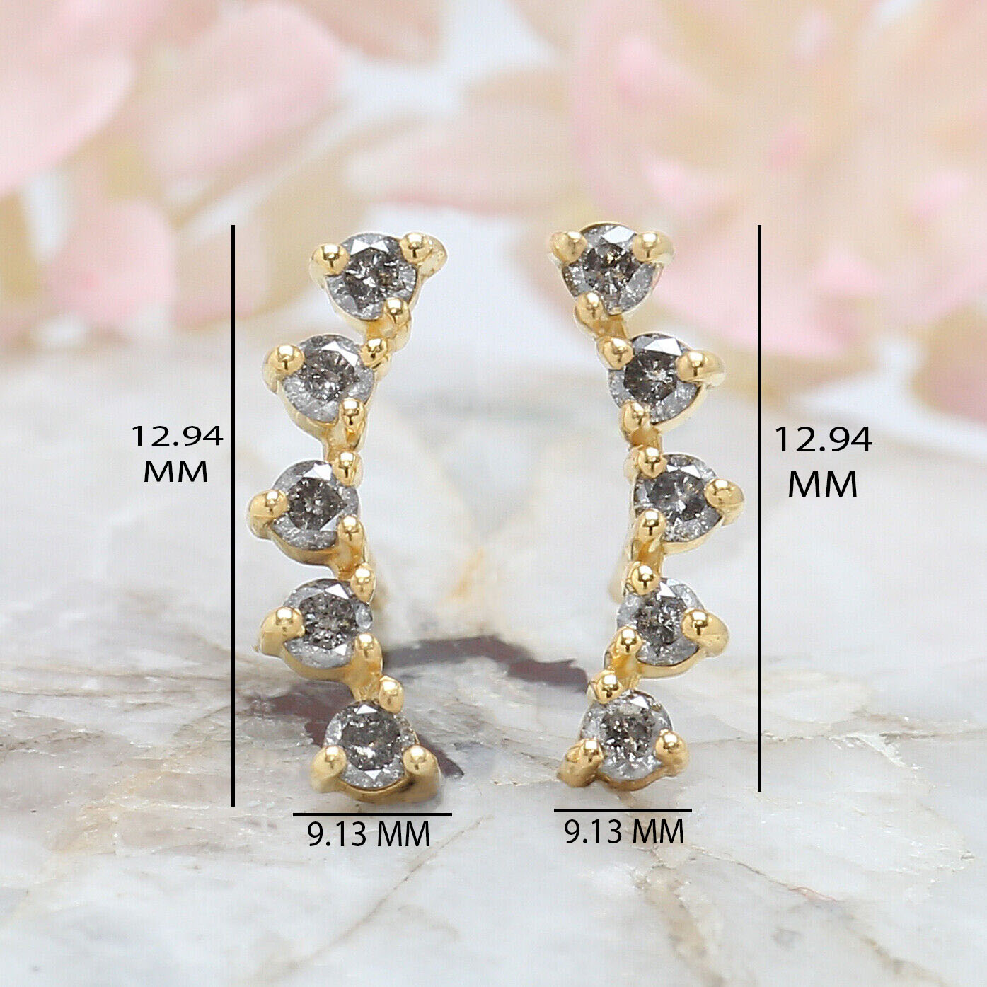 Salt And Pepper Round Diamond Earring 14K Solid Rose White Yellow Gold Engagement Wedding Gift Earring 0.30 CT KD941