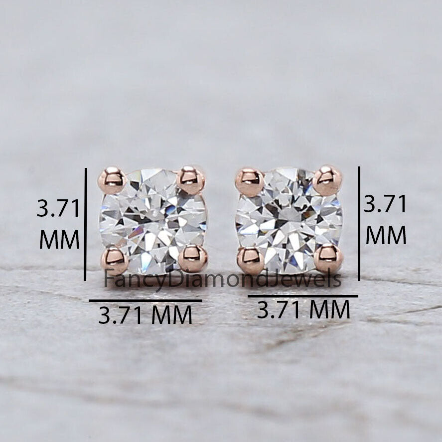 Round White Color Diamond Earring Engagement Wedding Gift Earring 14K Solid Rose White Yellow Gold Earring 0.34 CT KD999