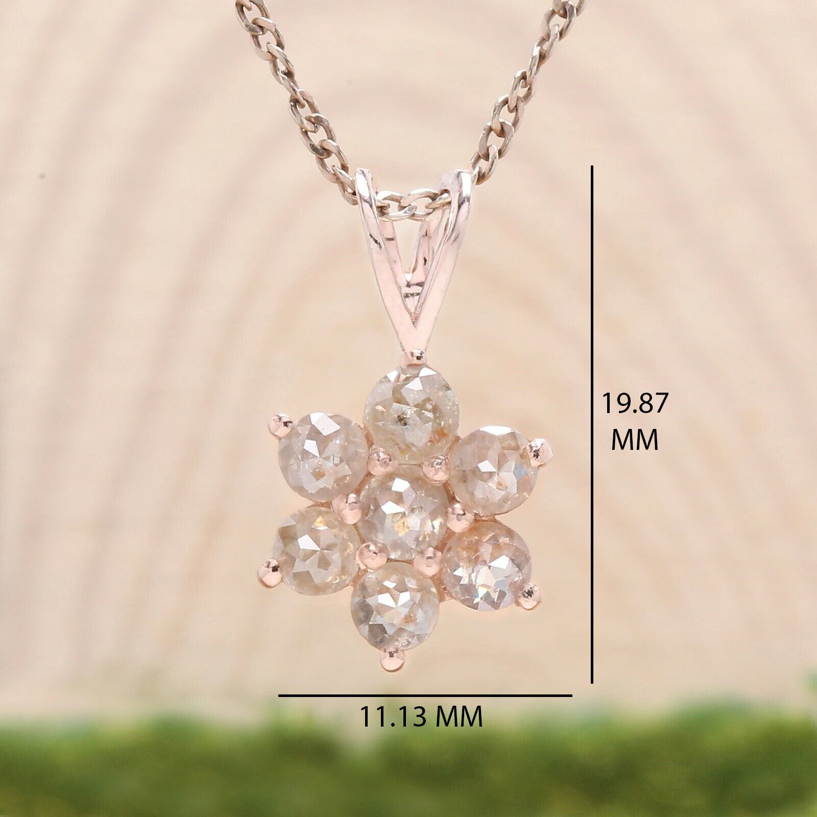 Round Rose Cut Diamond Pendant, Unique Diamond Pendant, Dangling Diamond Pendant, Round Cut Diamond, No Chain Including Only Pendant KDL1703