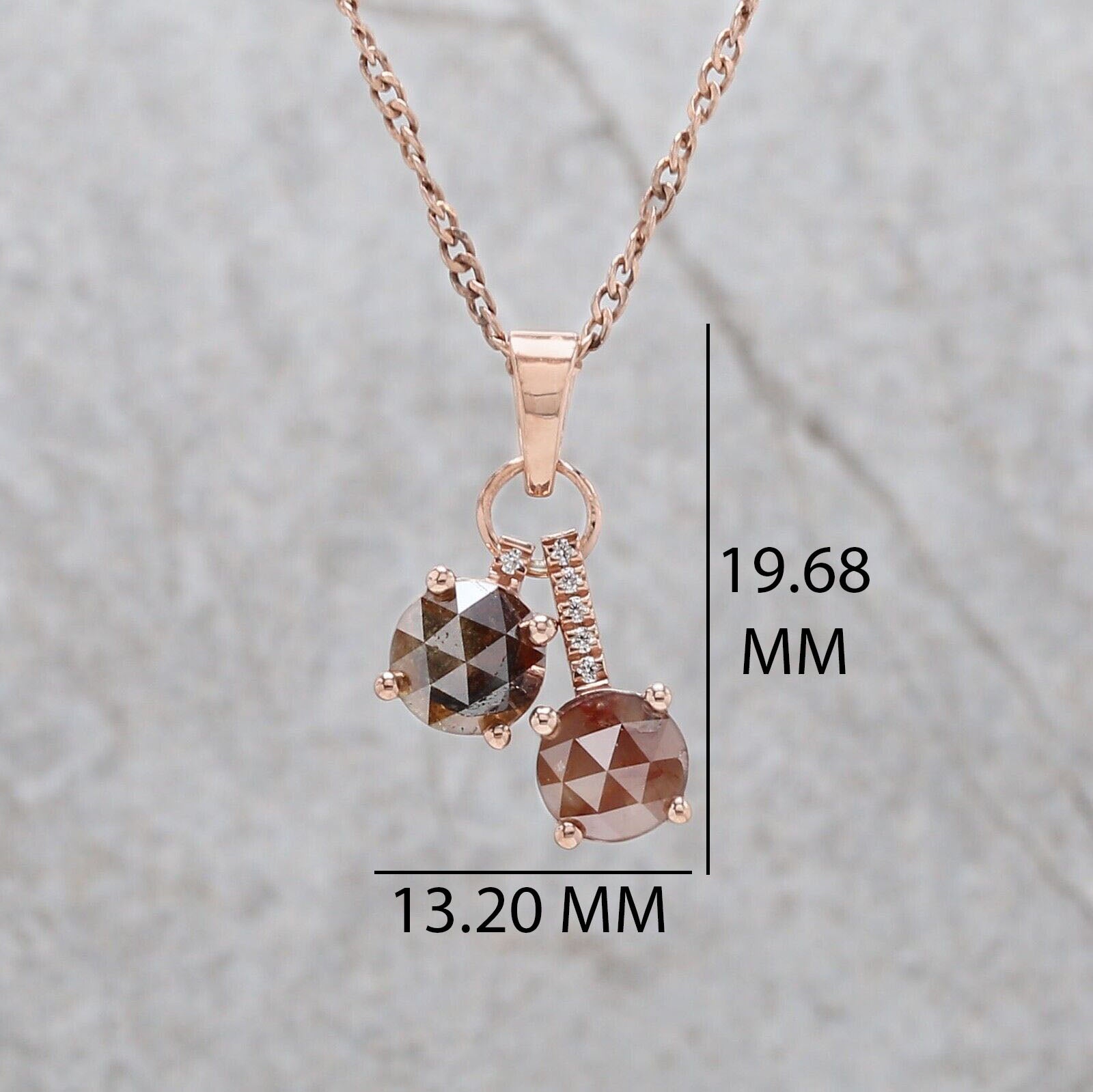 Round Rose Cut Diamond Pendant, Unique Diamond Pendant, Brown Diamond Pendant, Brown Round Pendant, No Chain Including Only Pendant, KDL6348