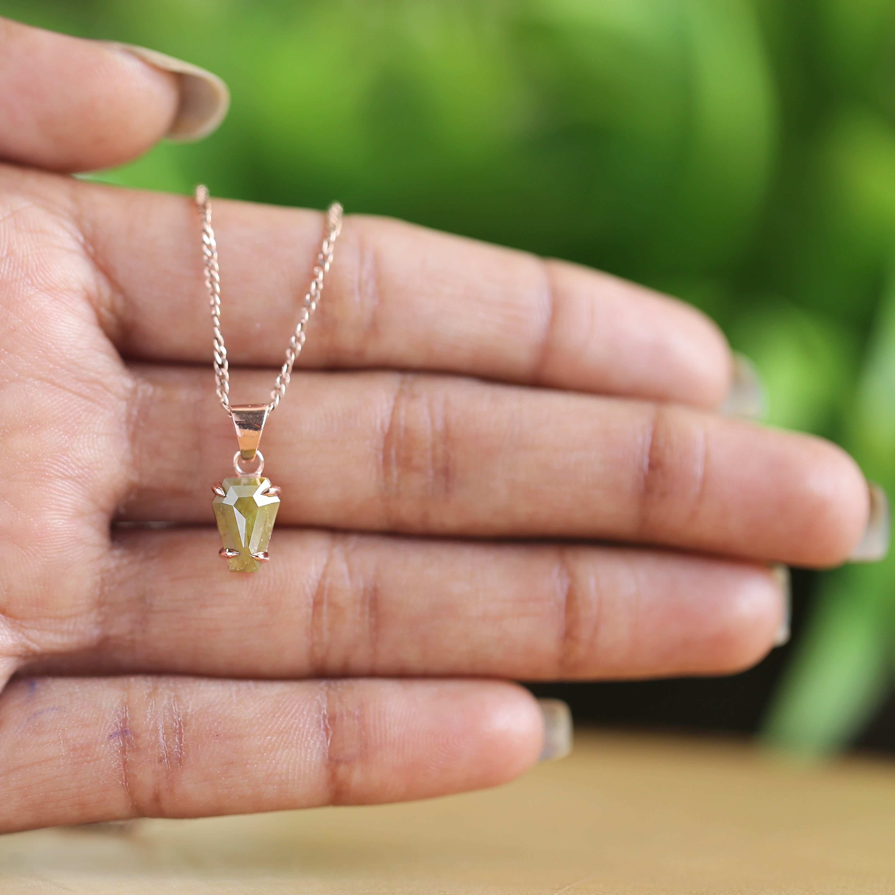 Coffin Yellow Diamond Pendant, Unique Diamond Pendant, Yellow Diamond Pendant, Coffin Pendant, No Chain Including Only Pendant KDL9586