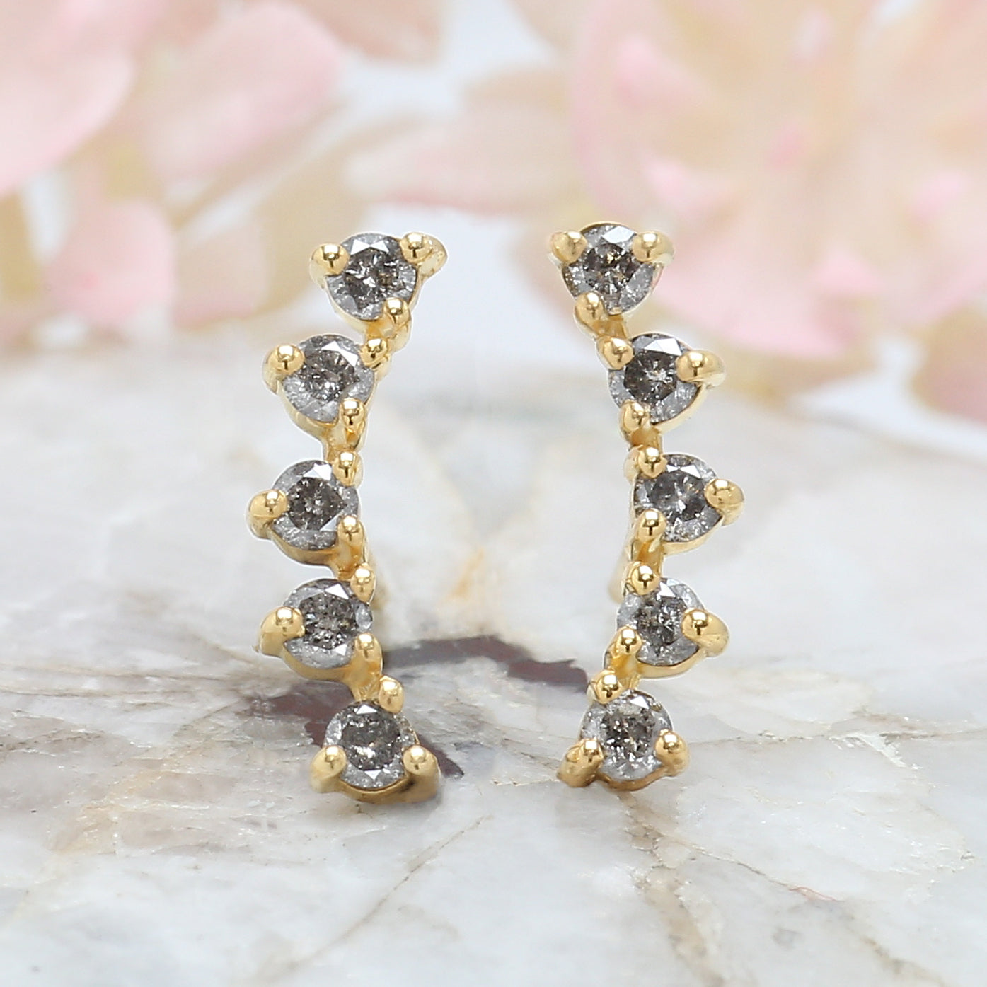 Salt And Pepper Round Diamond Earring 14K Solid Rose White Yellow Gold Engagement Wedding Gift Earring 0.30 CT KD941