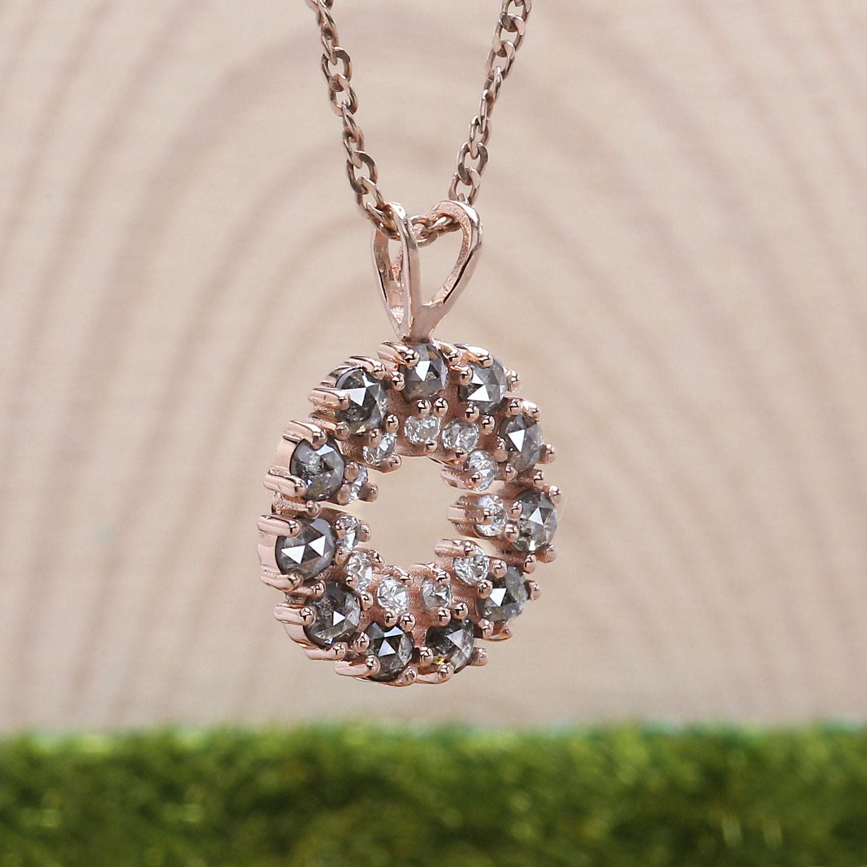 Round Rose Cut Salt And Pepper Diamond Pendant, Unique Diamond Pendant, Rose Cut Diamond Pendant, No Chain Including Only Pendant KDK1150