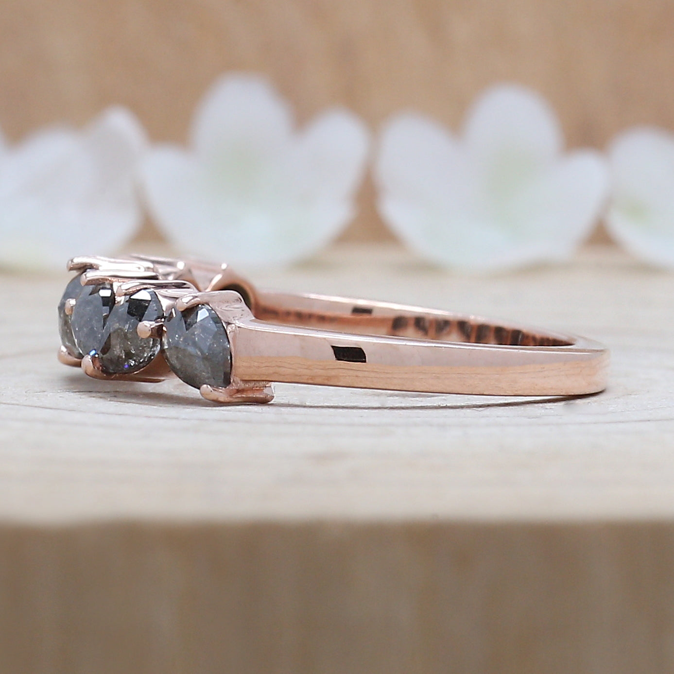 Pear Cut Salt And Pepper Diamond Ring 1.06 Ct 4.30 MM Pear Diamond Ring 14K Solid Rose Gold Silver Pear Engagement Ring Gift For Her QNB1574