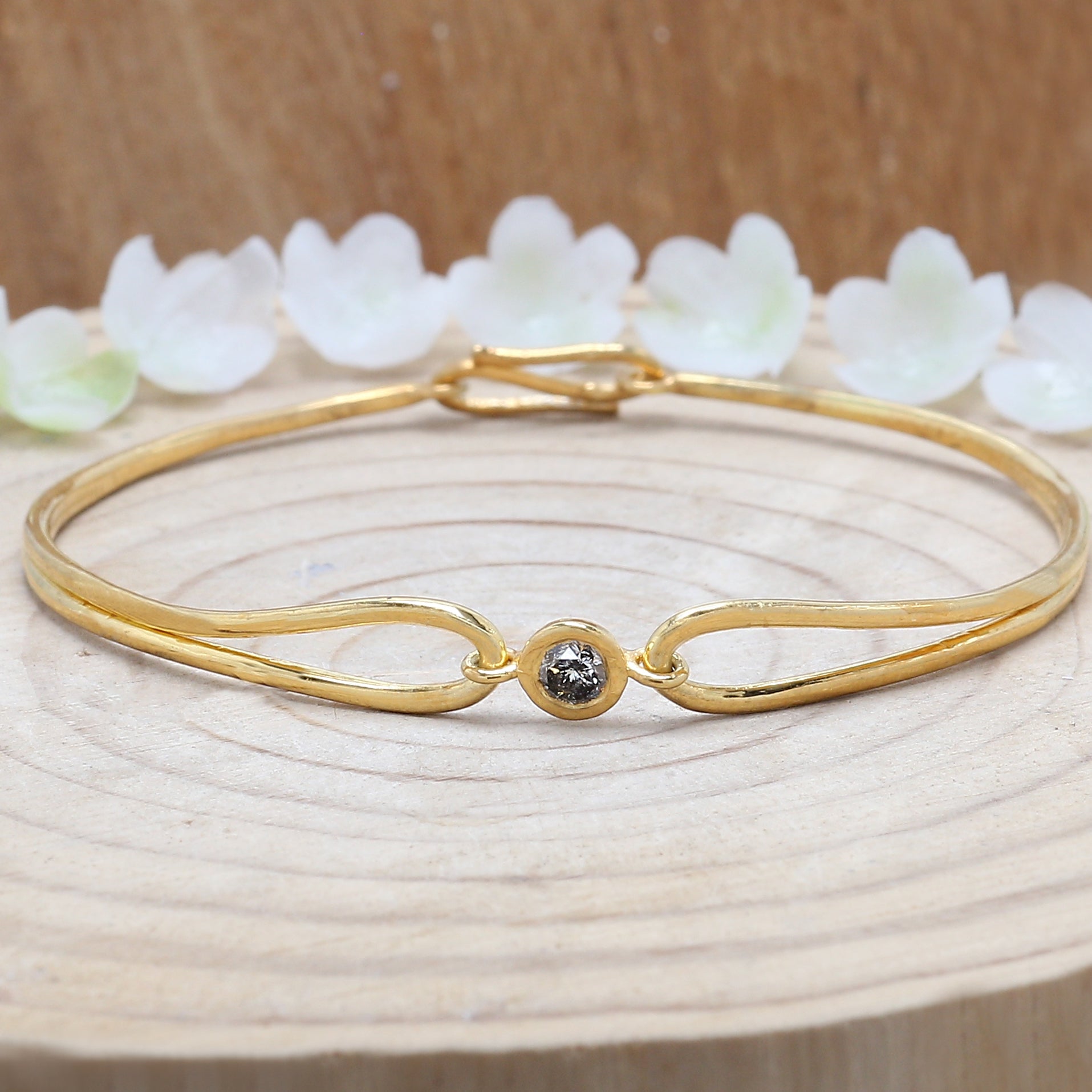 Salt And Pepper Diamond Round Brilliant Cut Bracelet 14K Solid Rose White Yellow Gold Bracelet Wedding Gift Bracelet 0.24 CT KD1091