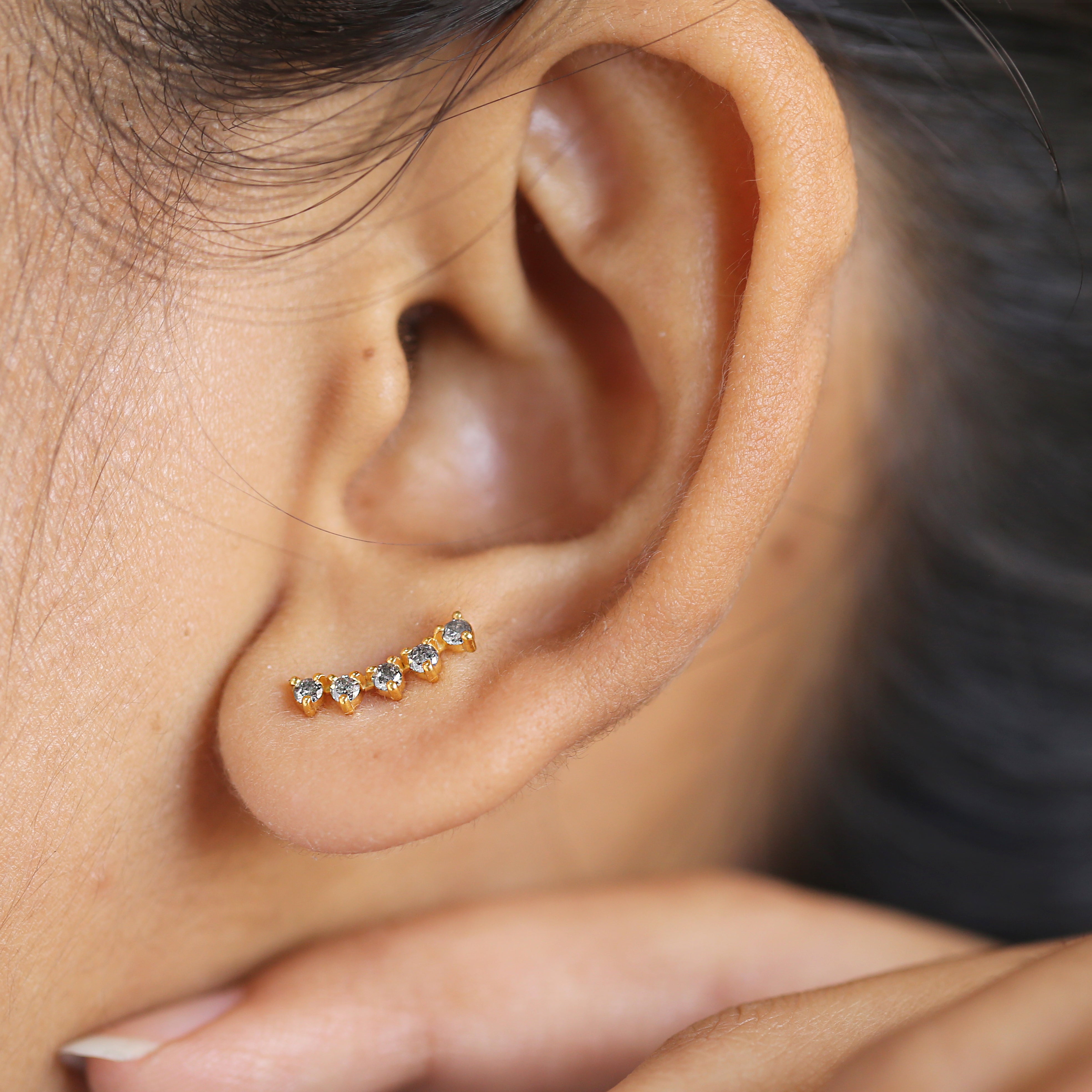 Salt And Pepper Round Diamond Earring 14K Solid Rose White Yellow Gold Engagement Wedding Gift Earring 0.30 CT KD941