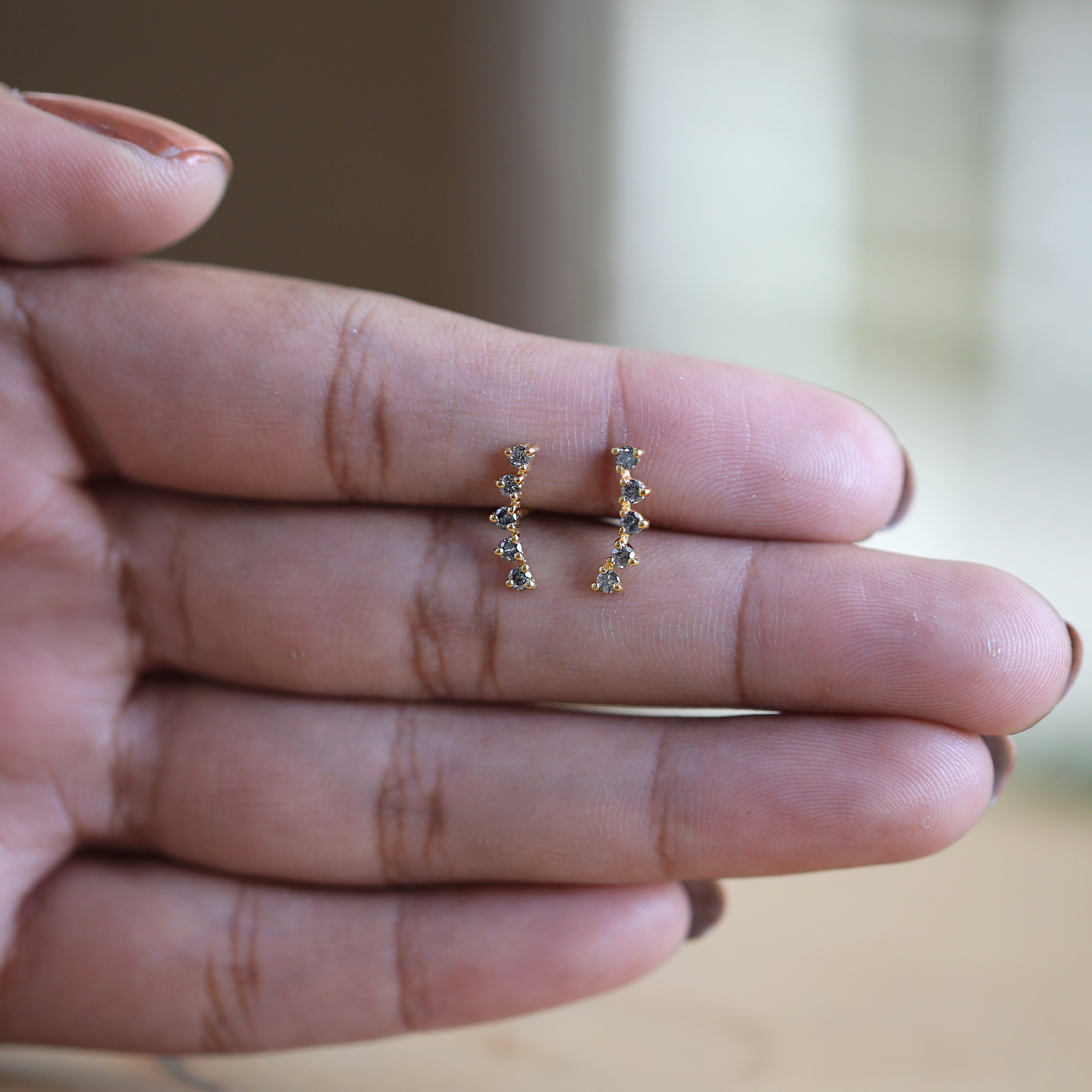 Salt And Pepper Round Diamond Earring 14K Solid Rose White Yellow Gold Engagement Wedding Gift Earring 0.30 CT KD941