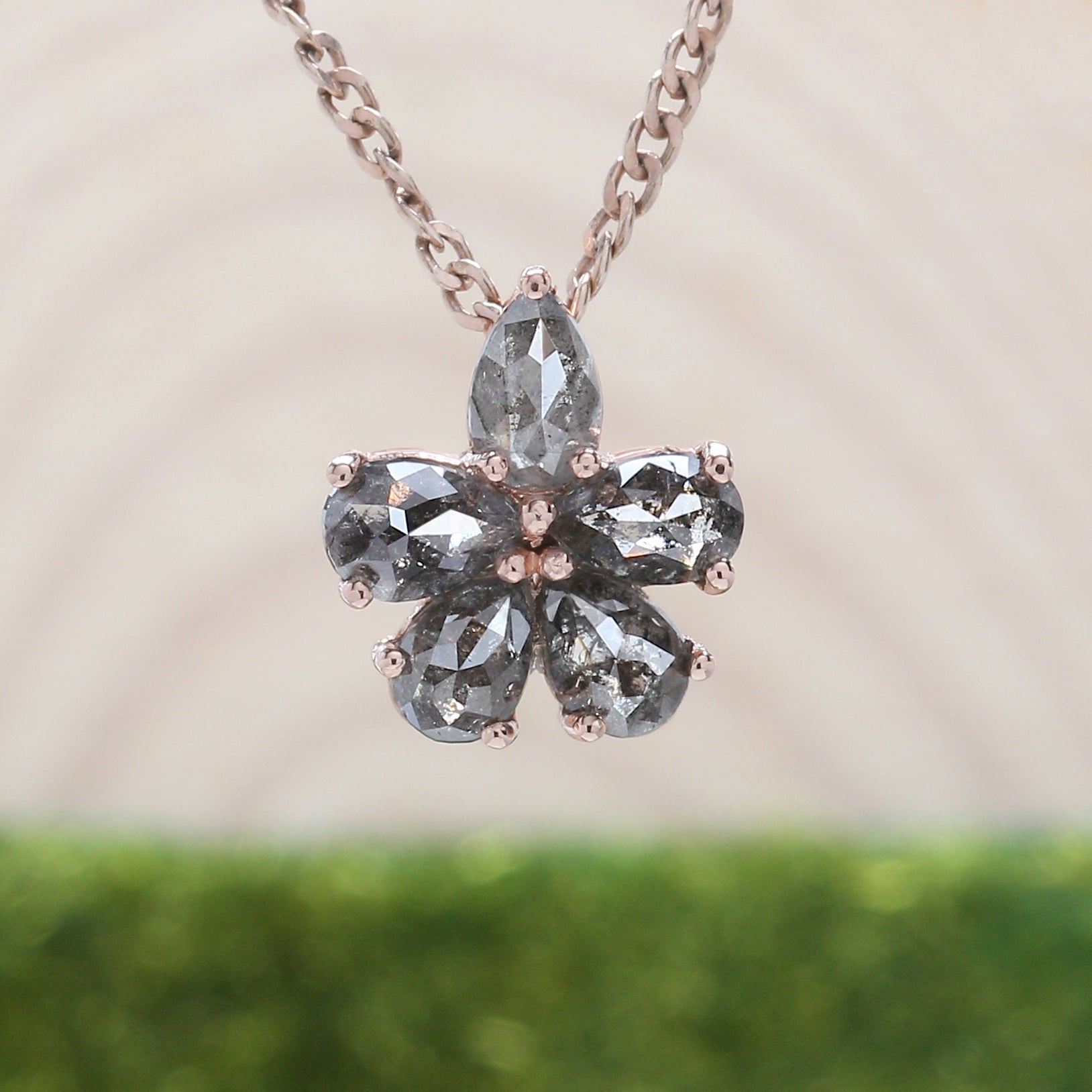 Pear Cut Salt And Pepper Diamond Pendant 1.22 Ct 4.70 MM Pear Shape Diamond Pendant 14K Solid Rose Gold Silver Engagement Pendant QL752