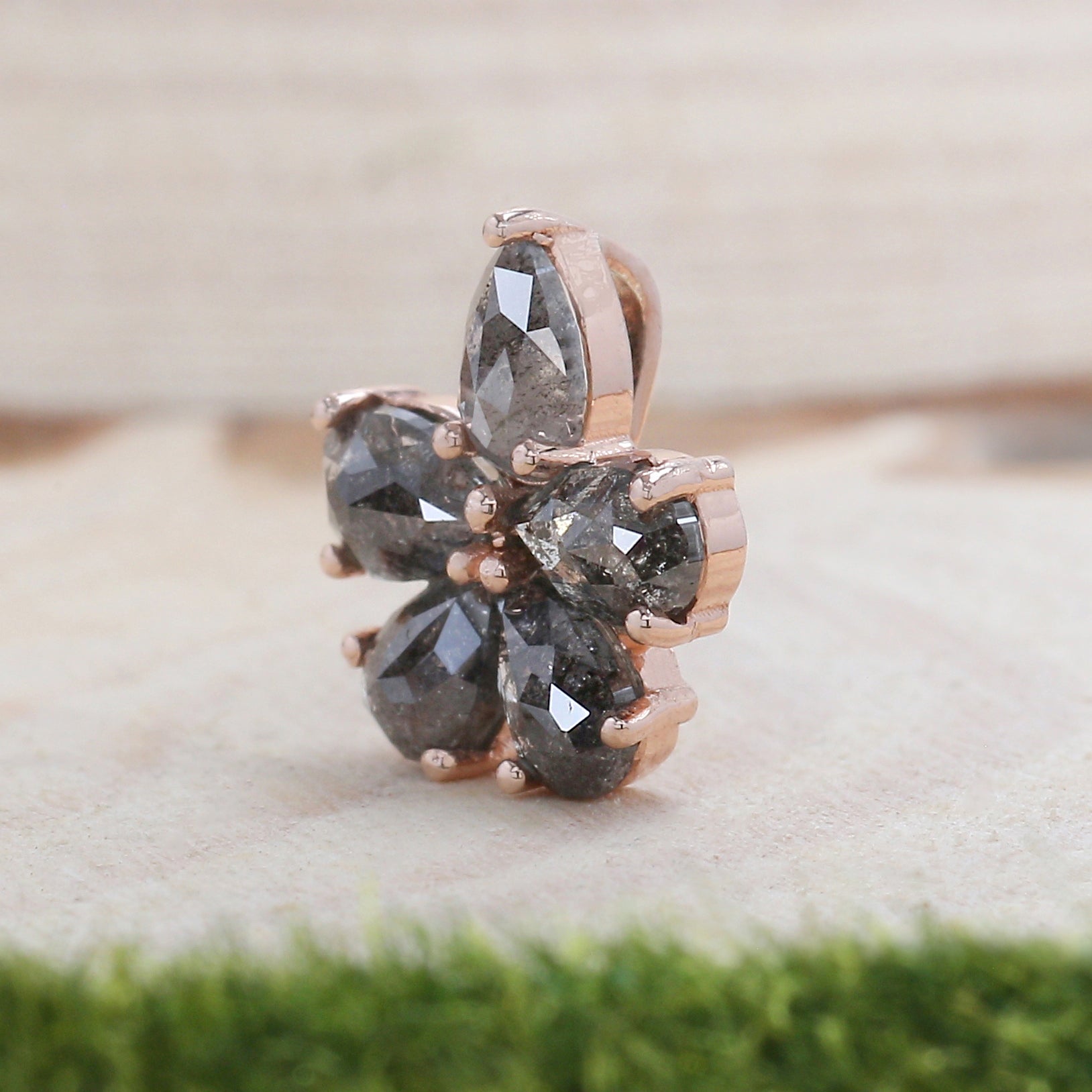 Pear Cut Salt And Pepper Diamond Pendant 1.22 Ct 4.70 MM Pear Shape Diamond Pendant 14K Solid Rose Gold Silver Engagement Pendant QL752