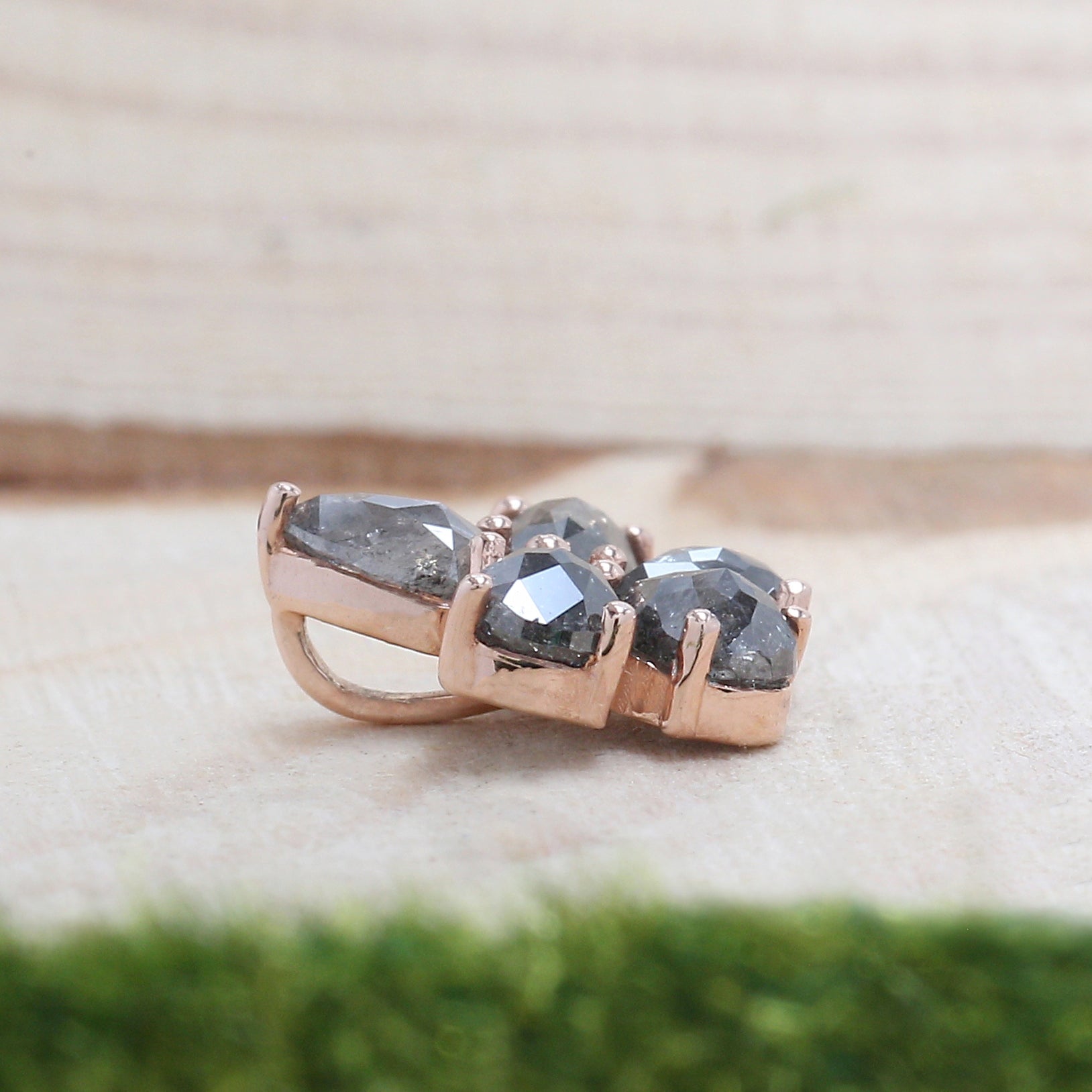 Pear Cut Salt And Pepper Diamond Pendant 1.22 Ct 4.70 MM Pear Shape Diamond Pendant 14K Solid Rose Gold Silver Engagement Pendant QL752