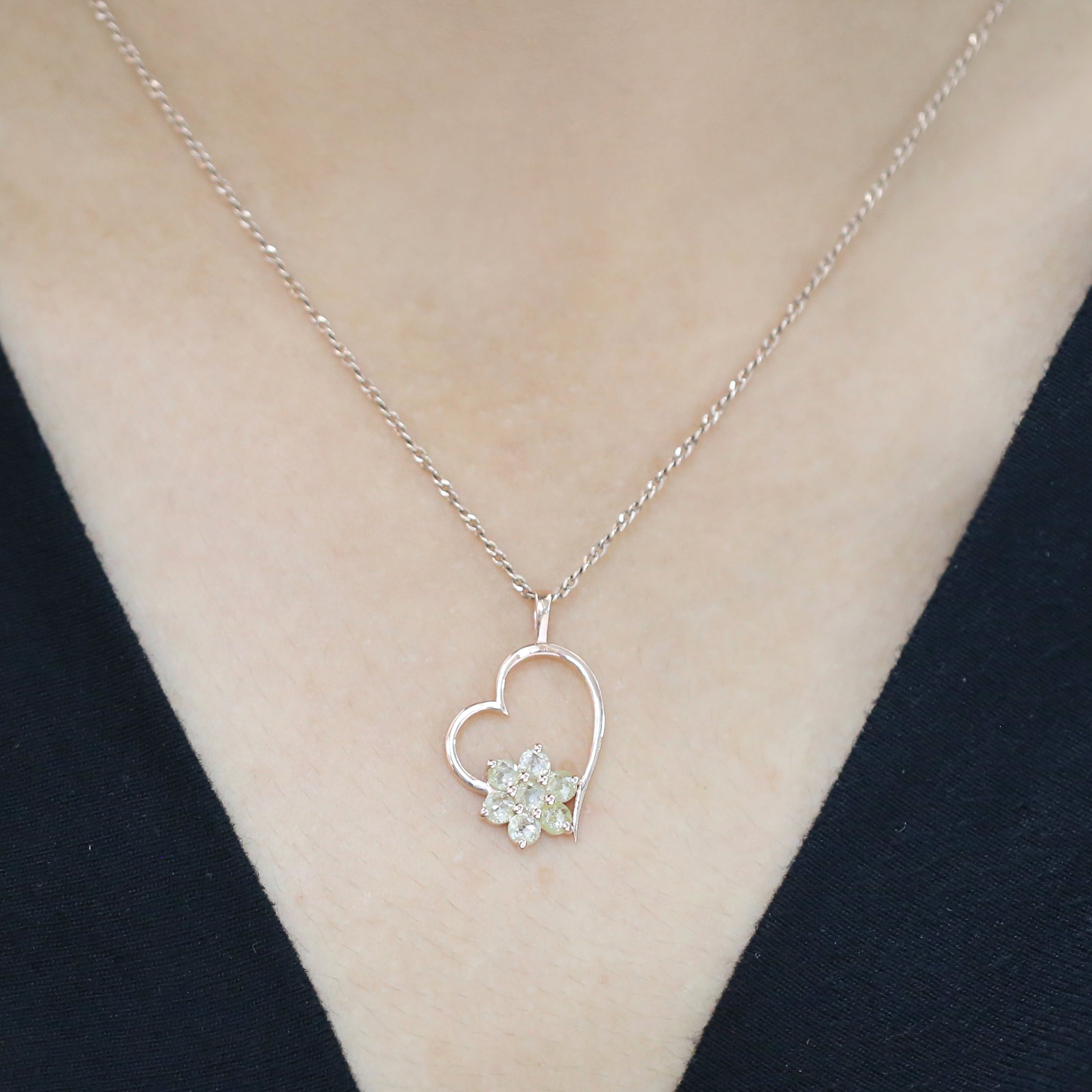 Round Rose Cut Yellow Color Diamond Pendant 1.28 Ct 3.30 MM Round Grey Color Diamond Pendant 14K Solid Rose Gold Engagement Pendant QL5985