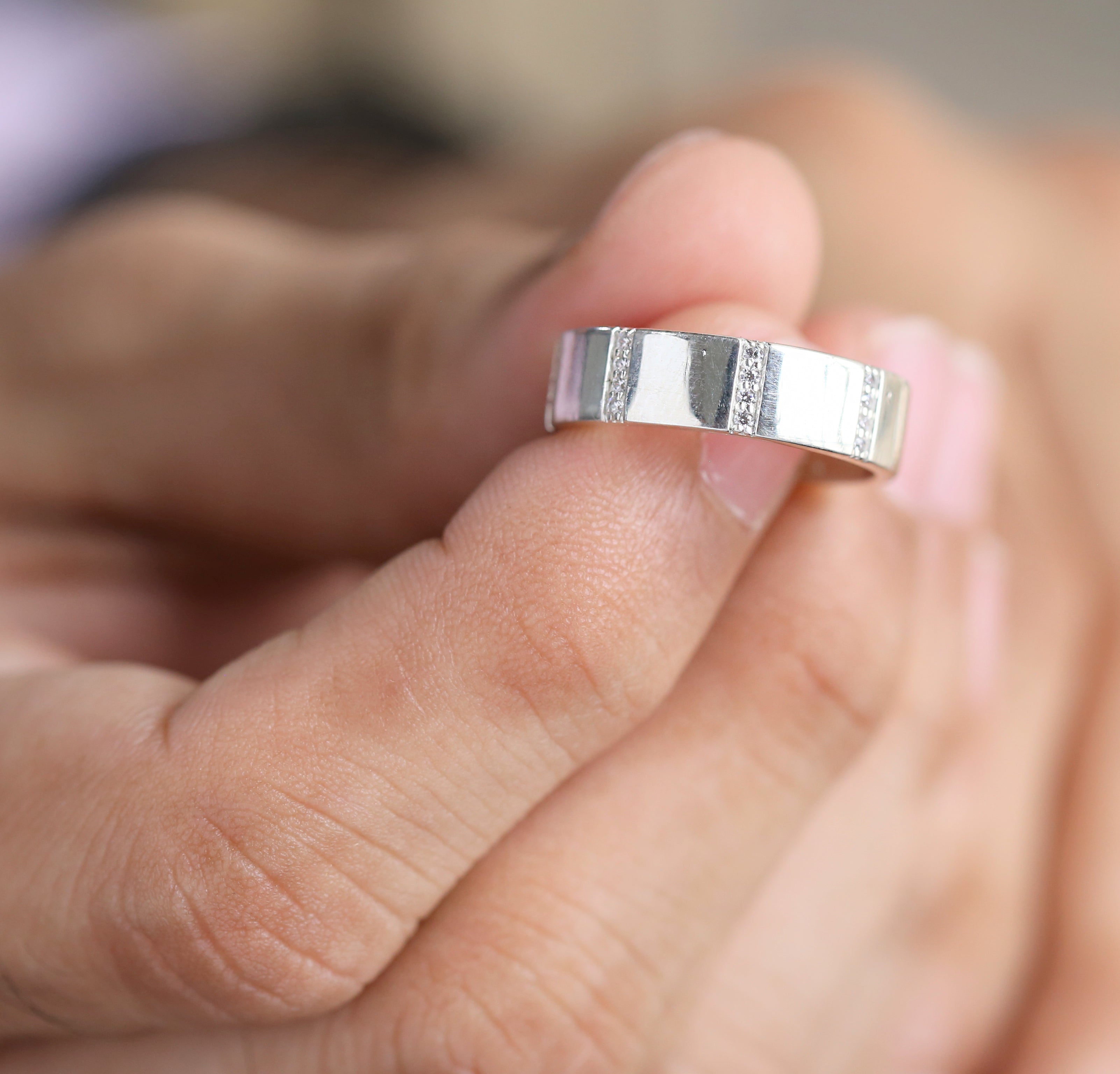 0.22 Ct, Men's Wedding Ring, White Diamond Band, Ring For Men, Round Diamond Band, Unique Men's Ring, Gift For Him KD933