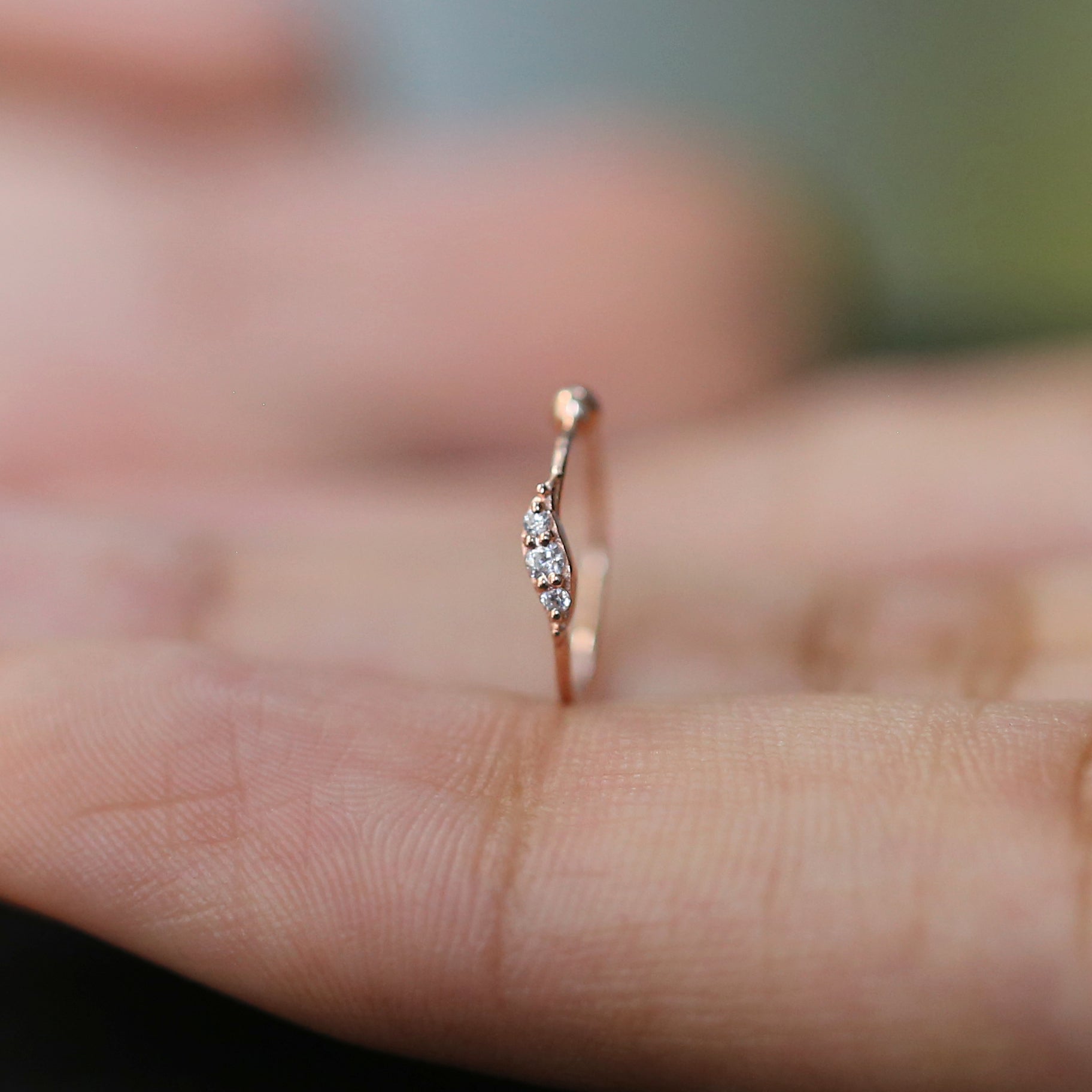 Natural White Round Diamond Nose Rings Engagement Wedding Gift Nose Ring 14K Solid Rose White Yellow Gold Nose Ring 0.08 CT KD965