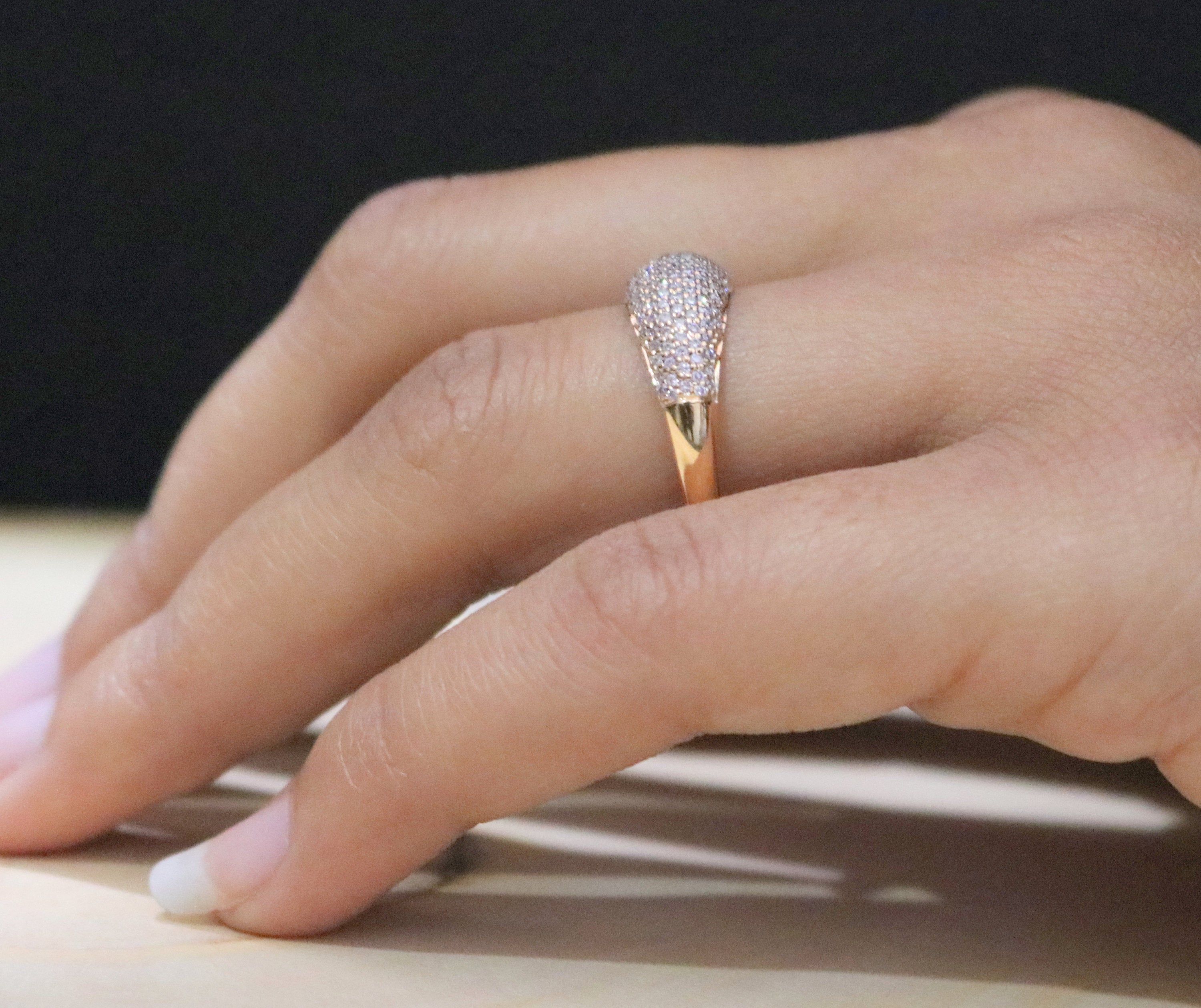 Natural Pink Round Diamond 14K Solid Gold Ring Engagement Wedding Gift Ring KD248