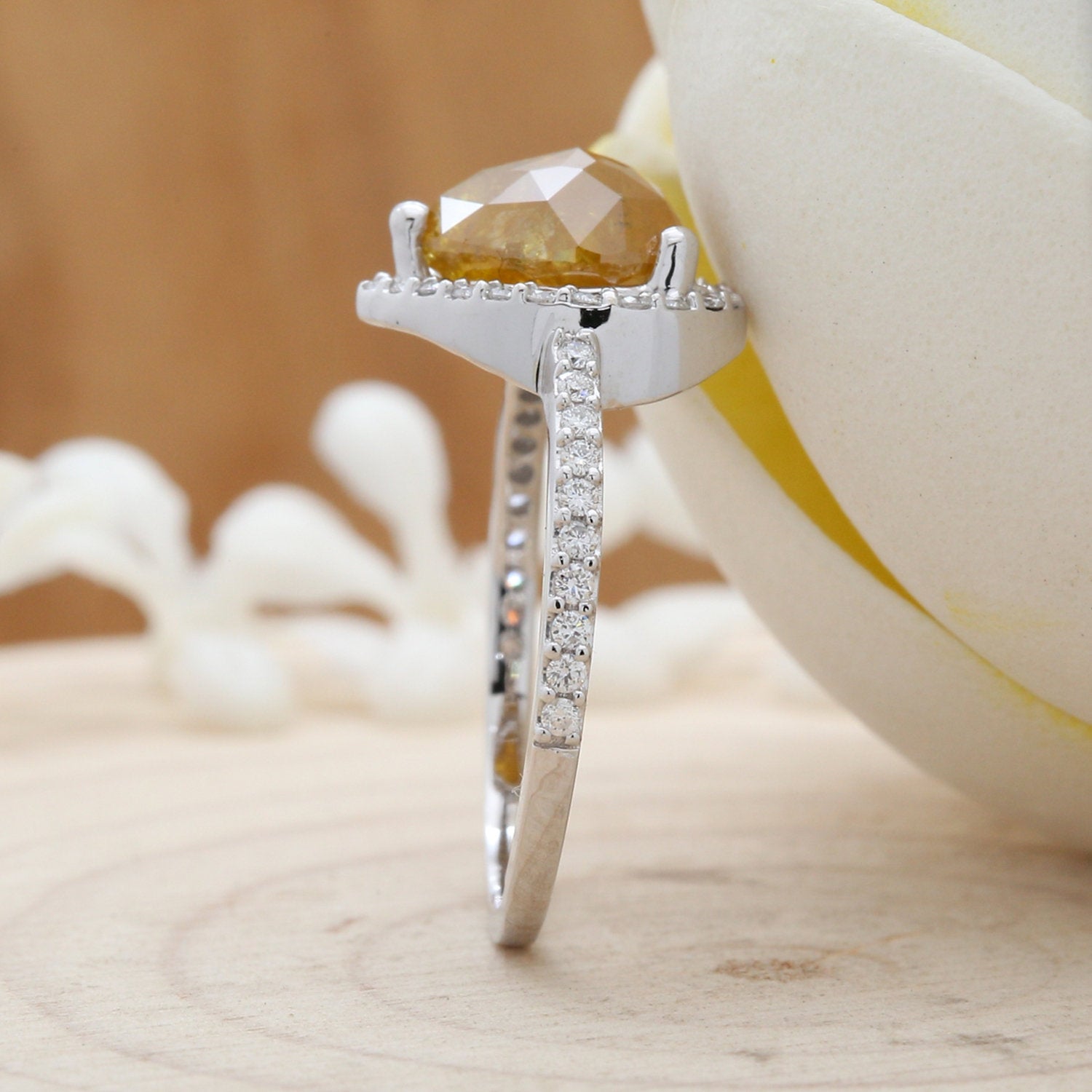 2.37 ct Yellow Heart Diamond 14K Solid White Gold Ring Engagement Wedding Gift Ring LQ3020