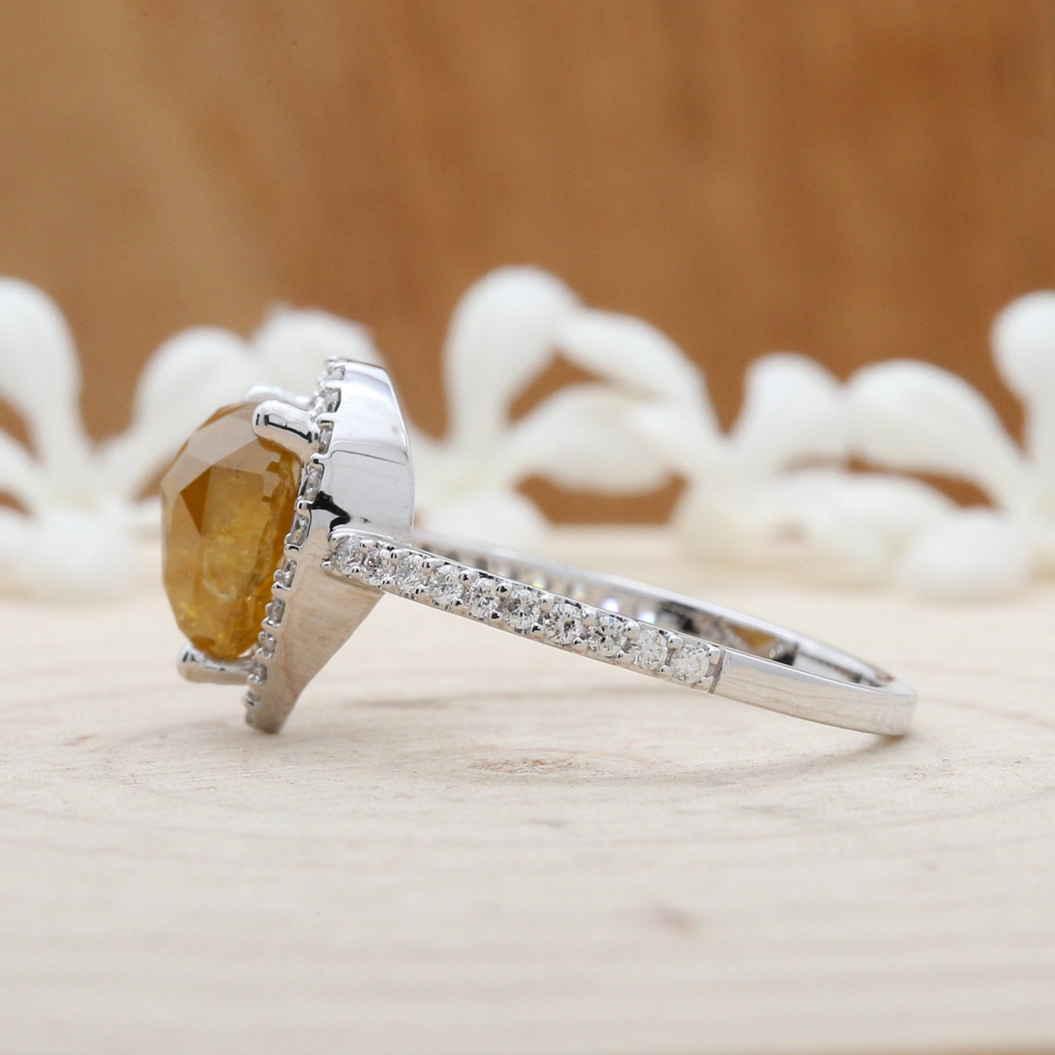 2.37 ct Yellow Heart Diamond 14K Solid White Gold Ring Engagement Wedding Gift Ring LQ3020