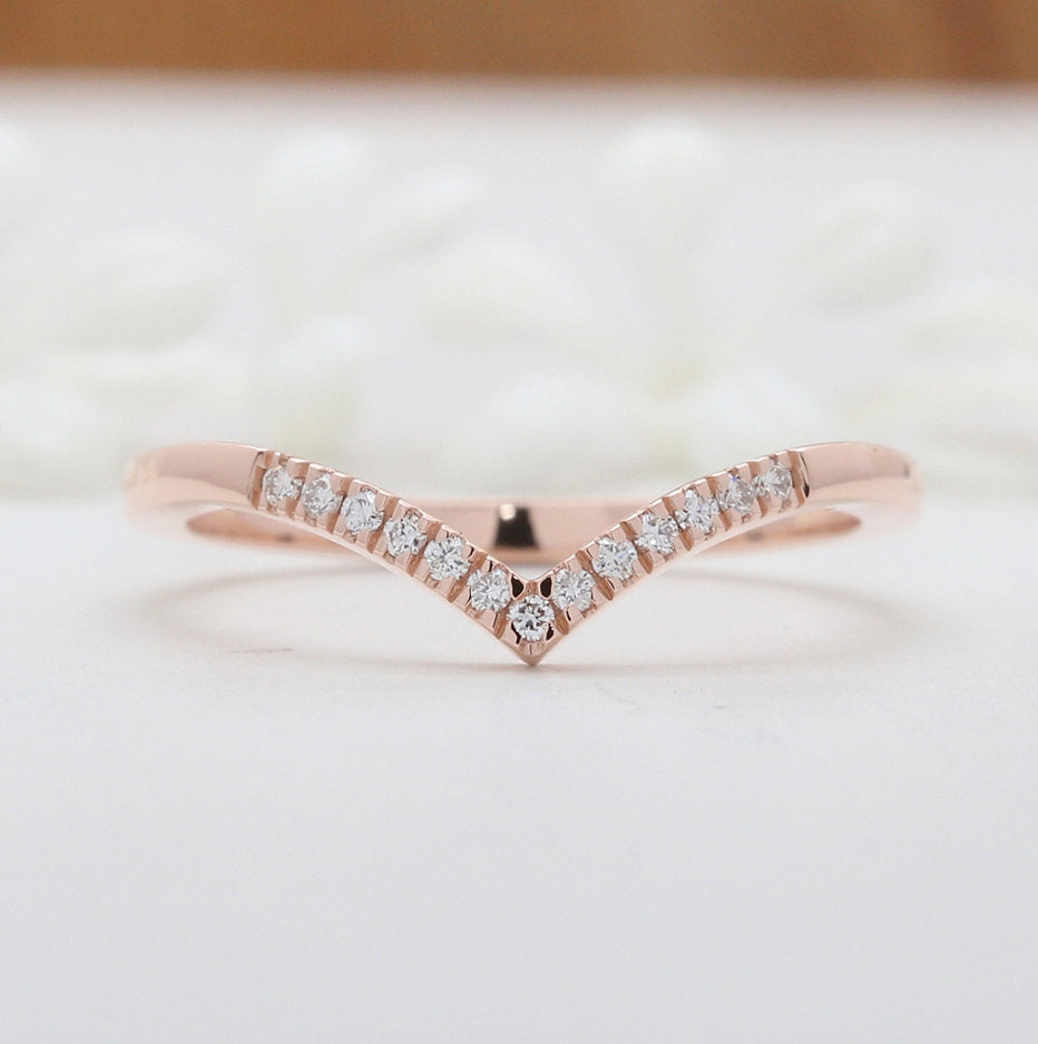 Round Rose Cut Diamond 14K Solid Rose Gold Ring Set Engagement Wedding Gift Ring KD686