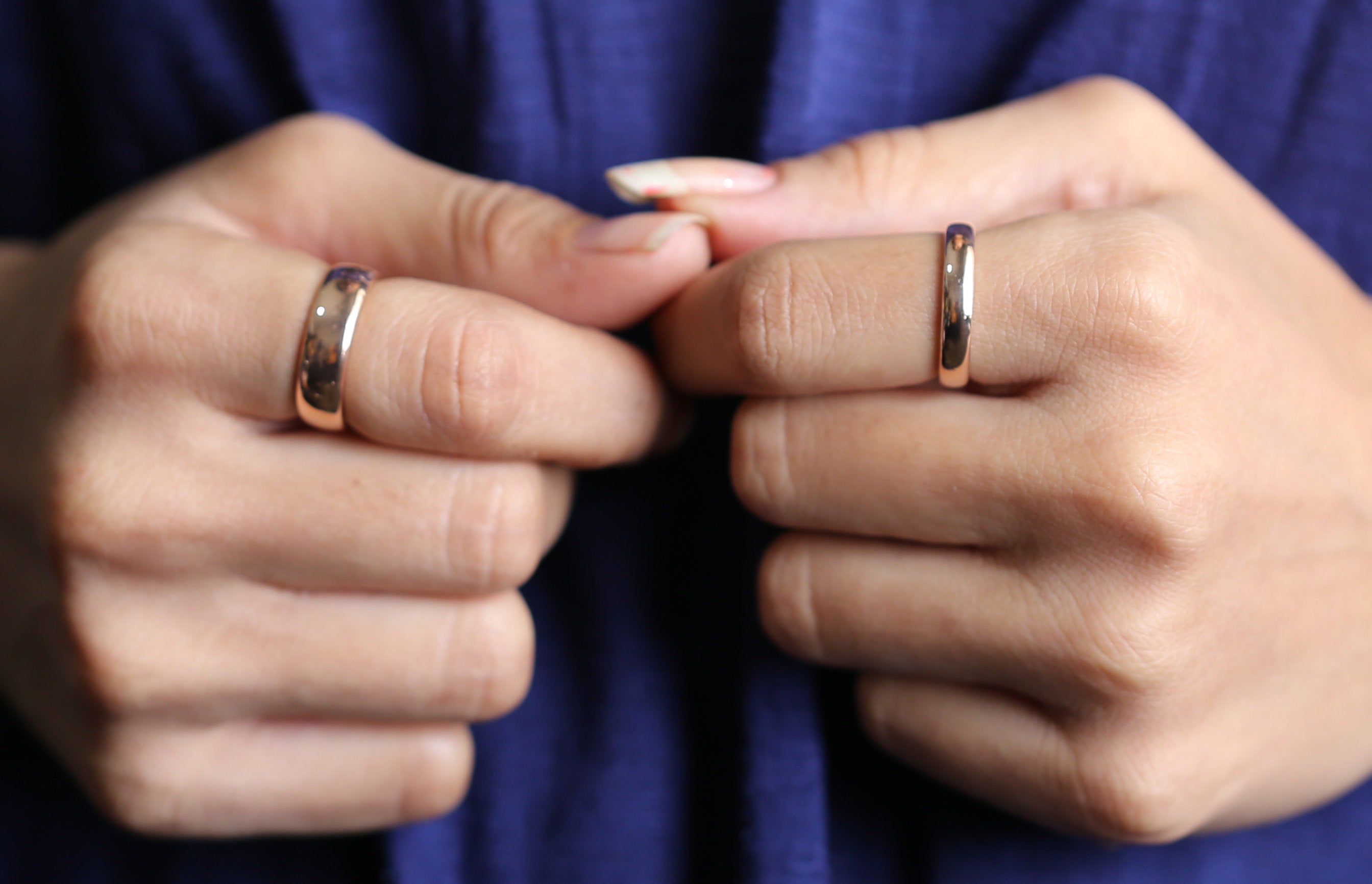 Couple Wedding Band Ring 14K Rose White Yellow Solid Glossy Gold Ring Engagement Gift Ring KD777