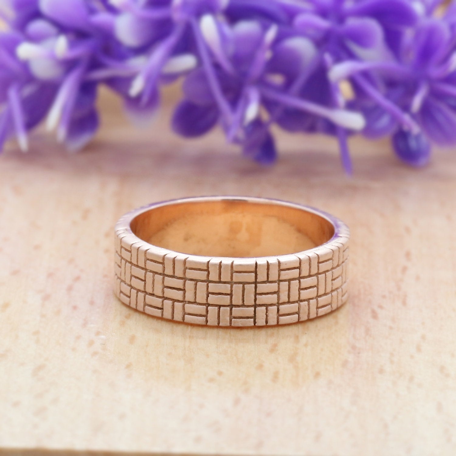 Couple Wedding Band Ring 14K Rose White Yellow Solid Matte Gold Ring Engagement Gift Ring KD778