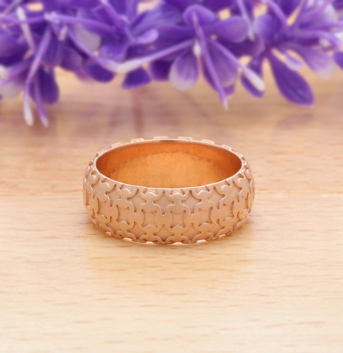 Couple Wedding Band Ring 14K Rose White Yellow Solid Matte Gold Ring Engagement Gift Ring KD779
