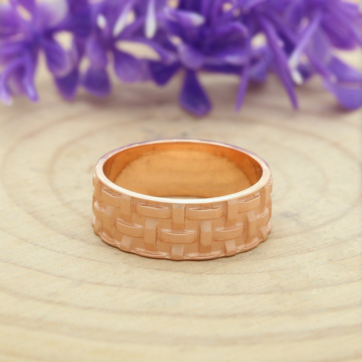 Couple Wedding Band Ring 14K Rose White Yellow Solid Matte Gold Ring Engagement Gift Ring KD782