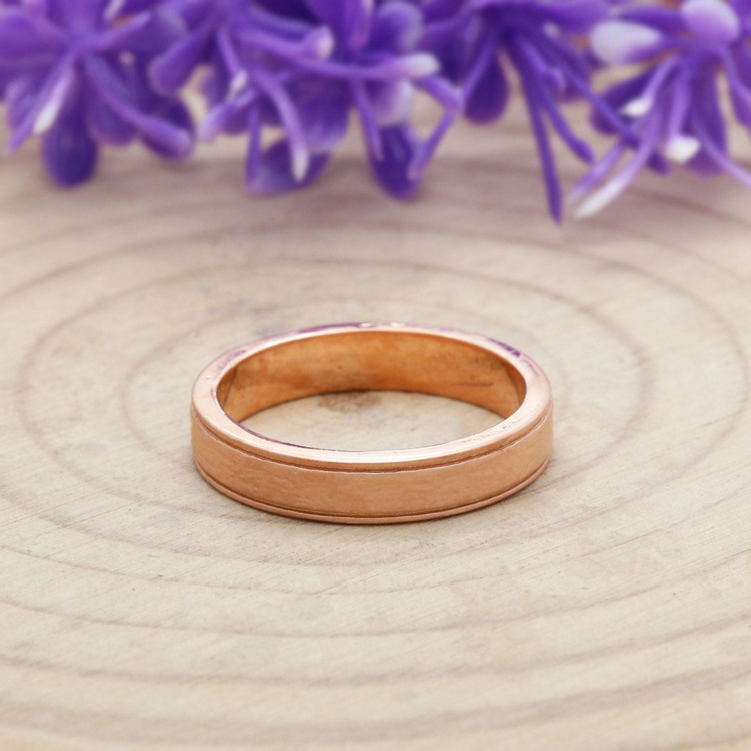 Couple Wedding Band Ring 14K Rose White Yellow Solid Matte Gold Ring Engagement Gift Ring KD784
