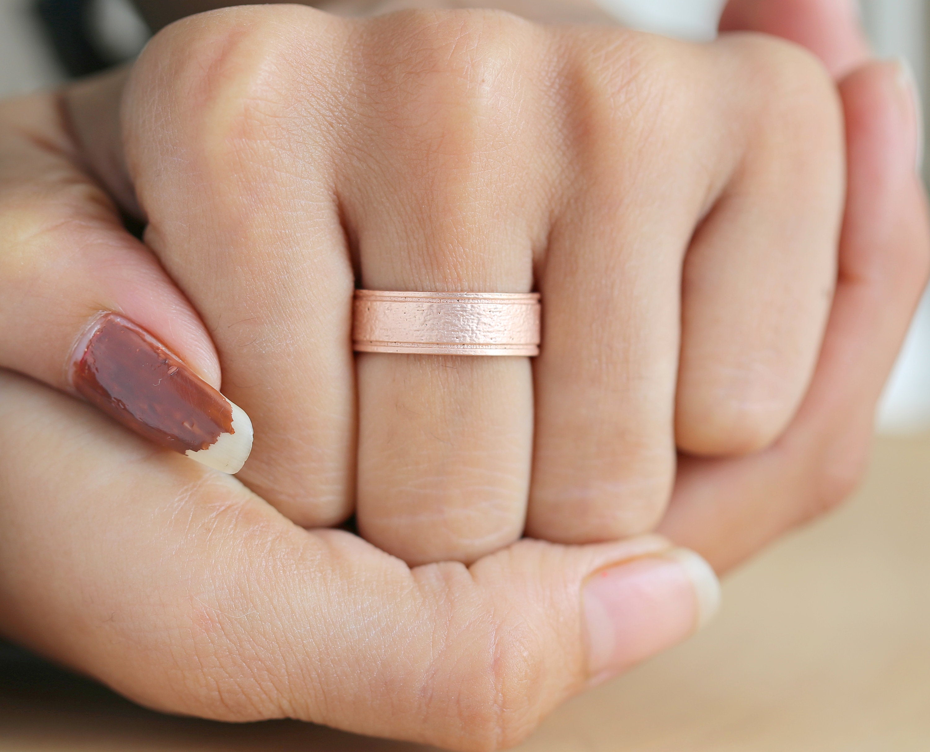 Couple Wedding Band Ring 14K Rose White Yellow Solid Matte Gold Ring Engagement Gift Ring KD784