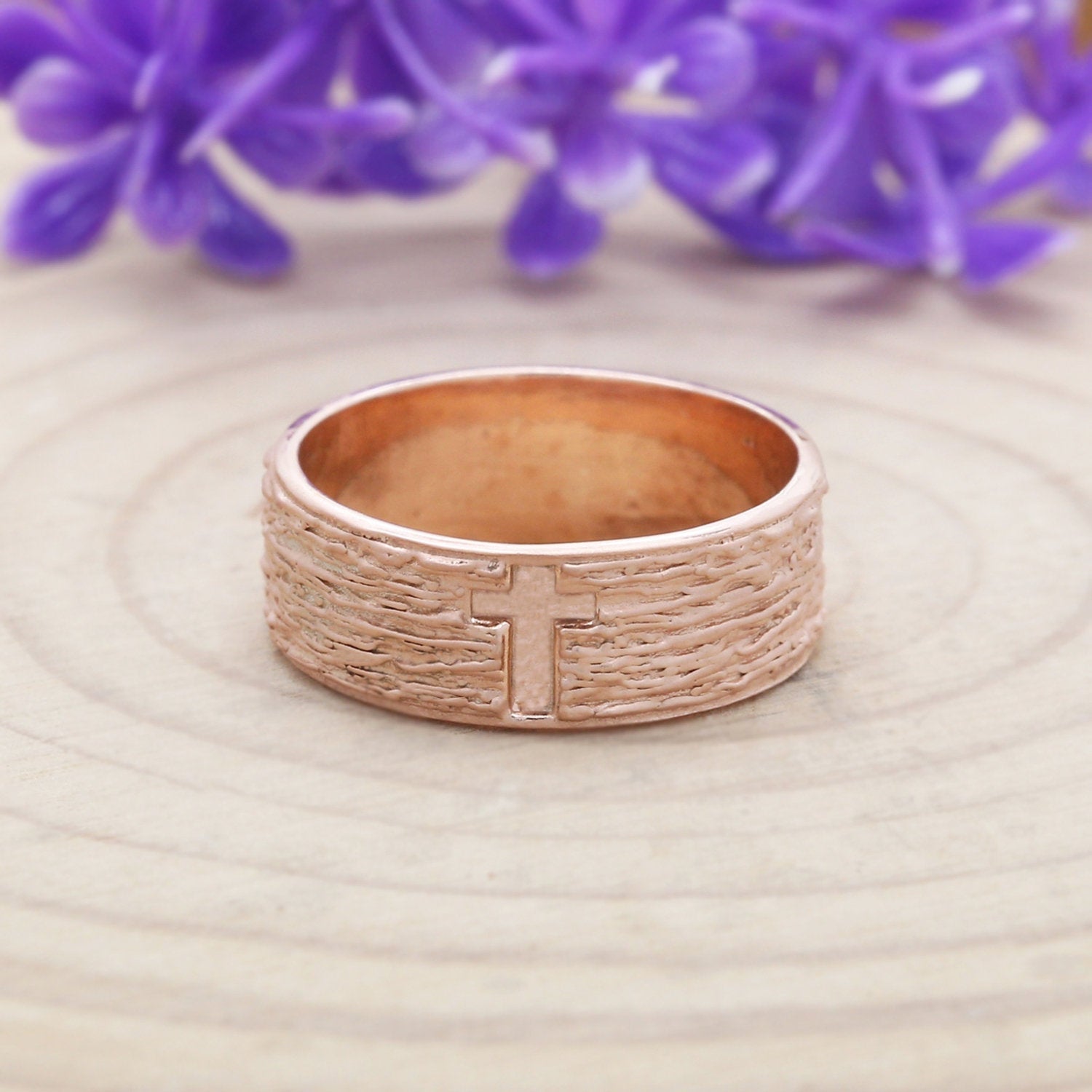 Couple Wedding Band Ring 14K Rose White Yellow Solid Matte Gold Ring Engagement Gift Ring KD790