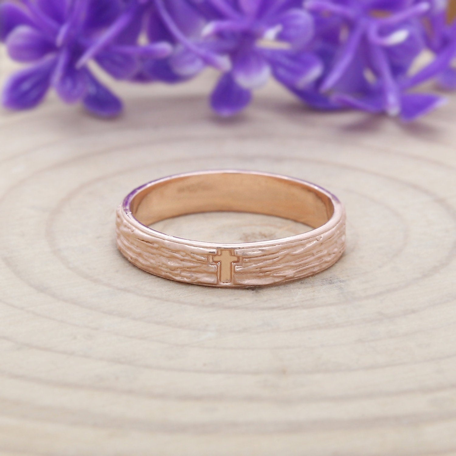 Couple Wedding Band Ring 14K Rose White Yellow Solid Matte Gold Ring Engagement Gift Ring KD790