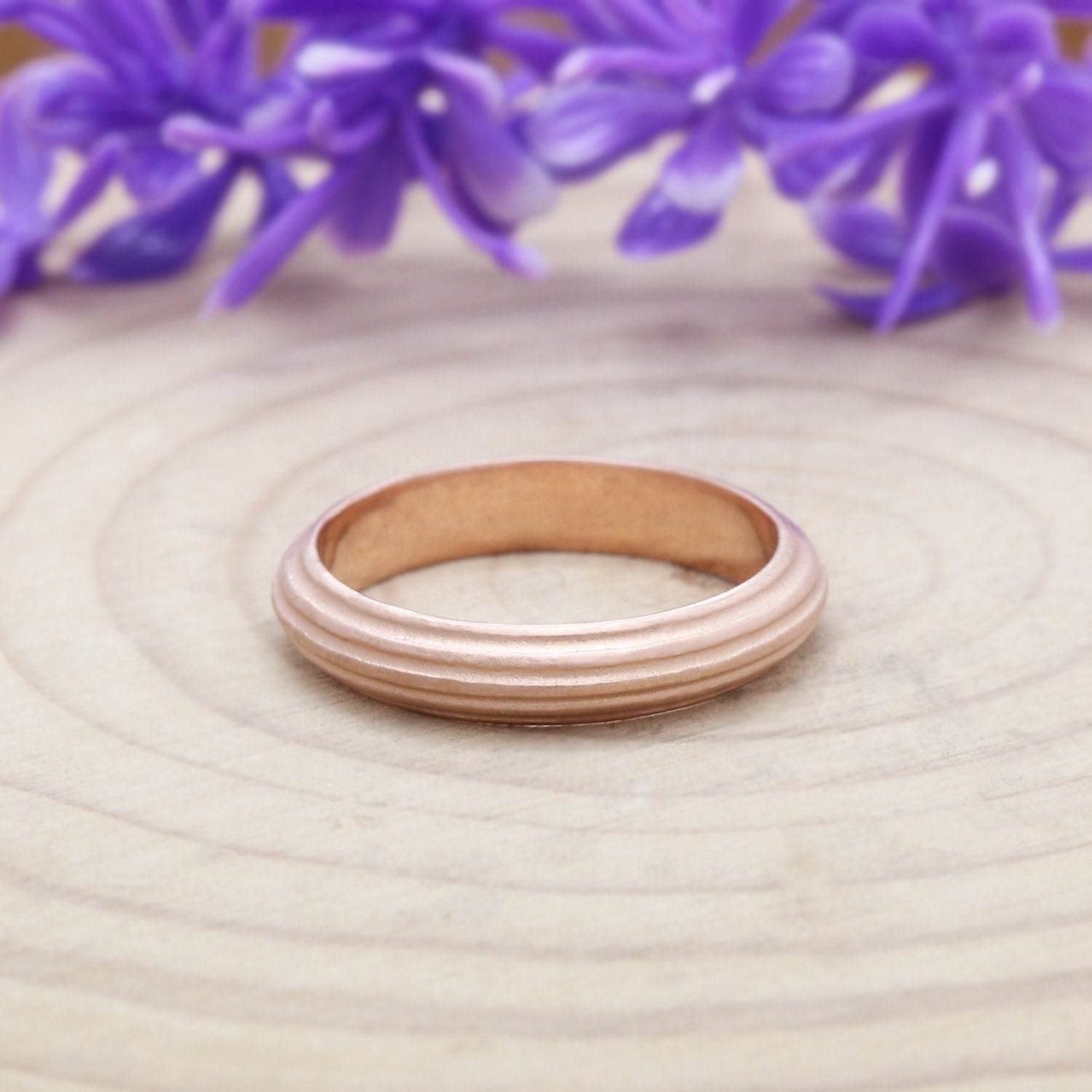Couple Wedding Band Ring 14K Rose White Yellow Solid Matte Gold Ring Engagement Gift Ring KD792