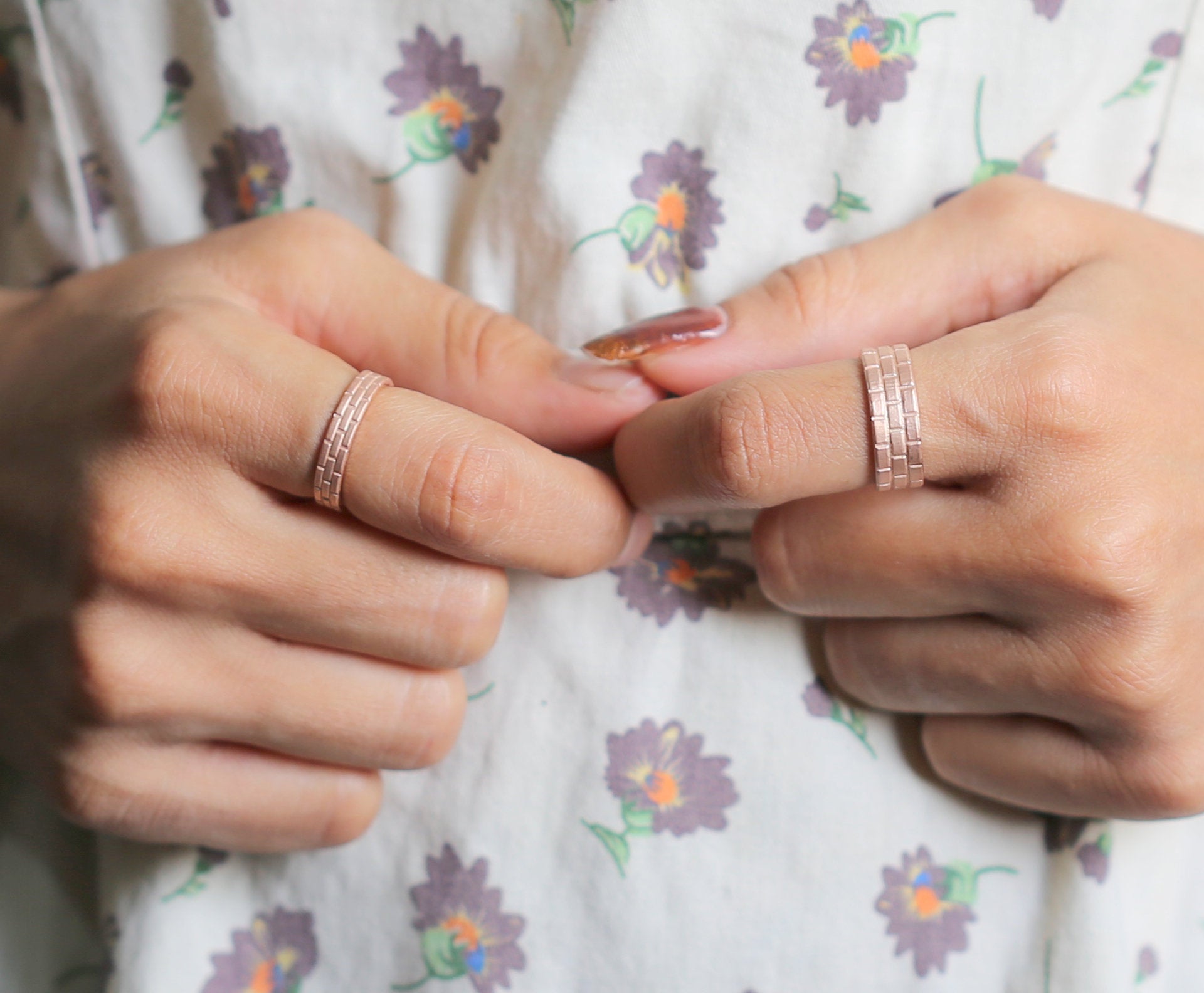 Couple Wedding Band Ring 14K Rose White Yellow Solid Matte Gold Ring Engagement Gift Ring KD791