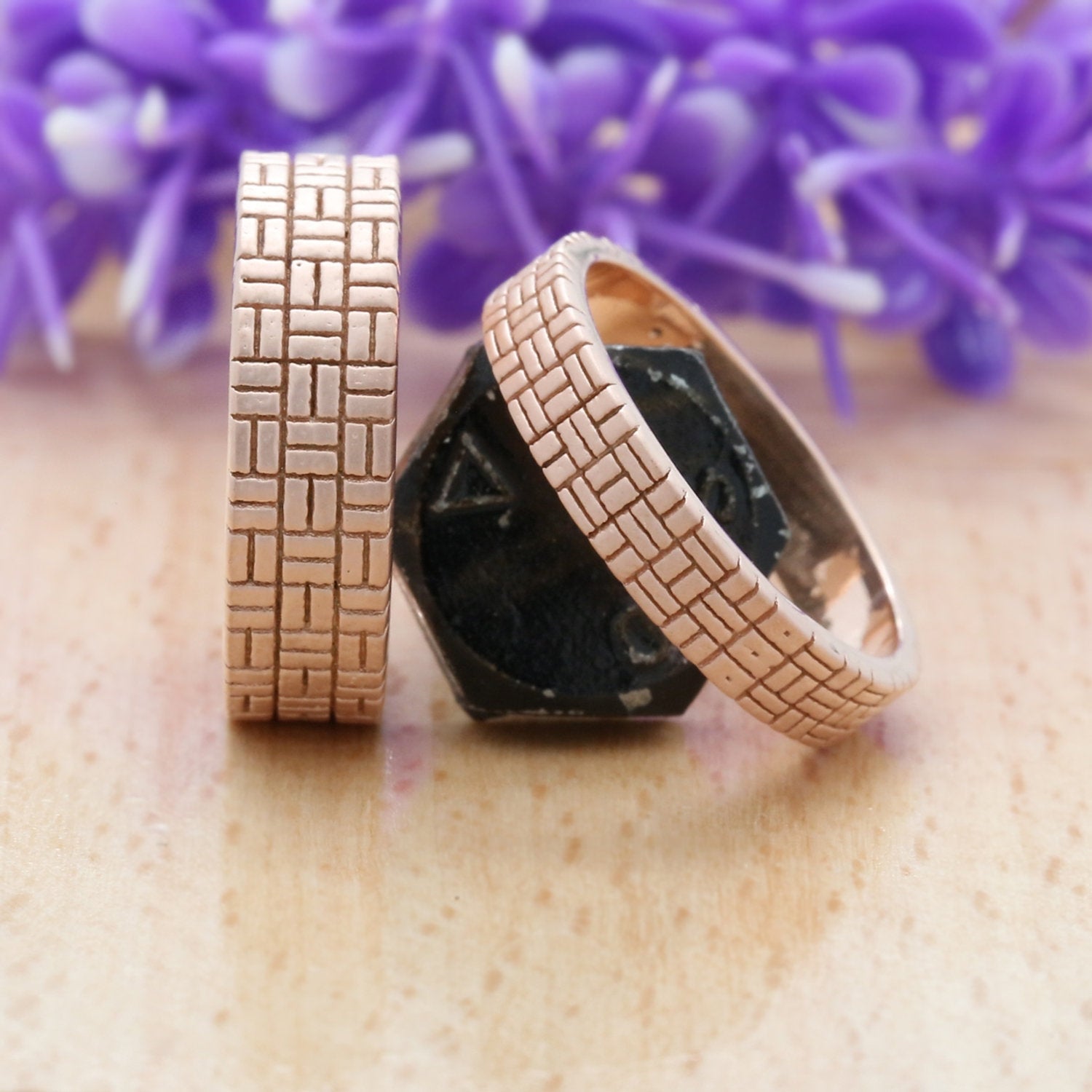 Couple Wedding Band Ring 14K Rose White Yellow Solid Matte Gold Ring Engagement Gift Ring KD778