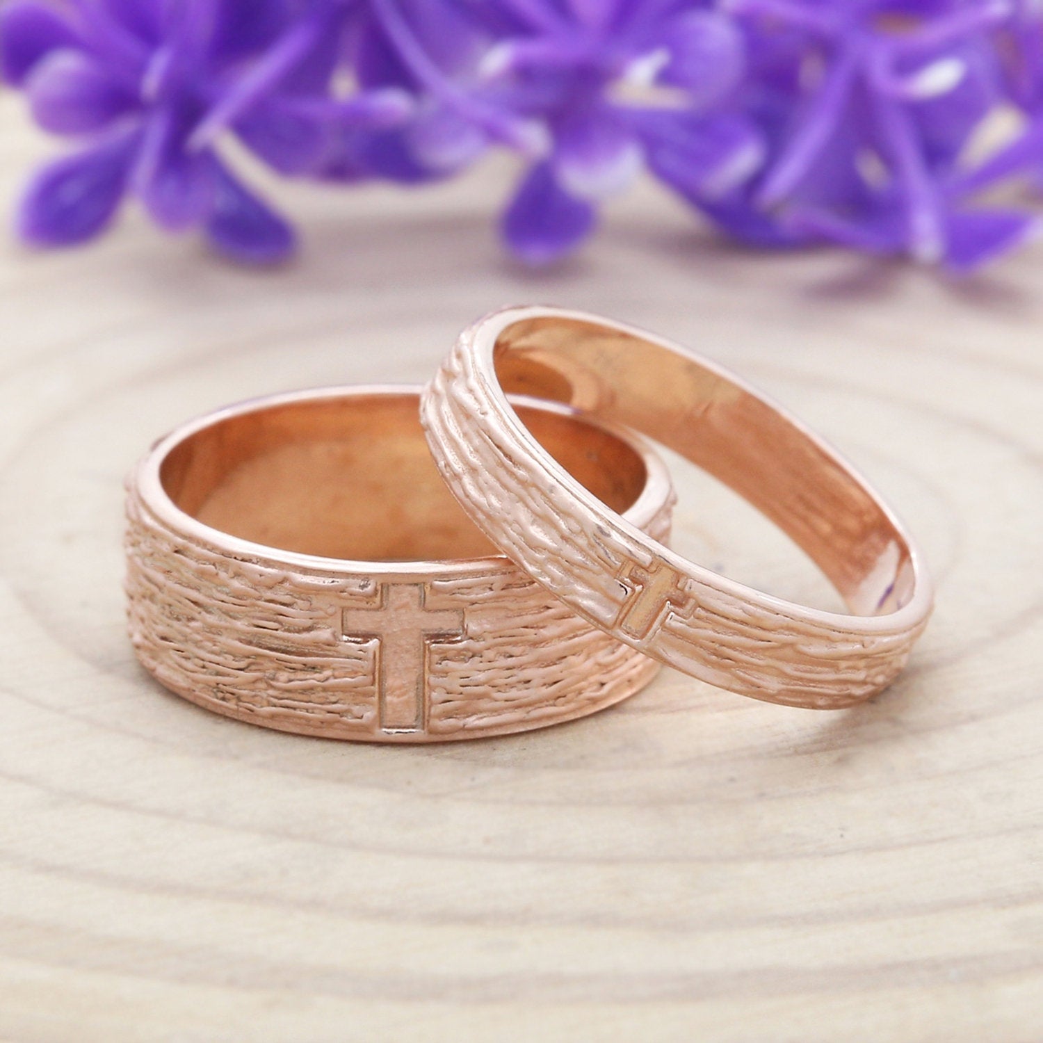 Couple Wedding Band Ring 14K Rose White Yellow Solid Matte Gold Ring Engagement Gift Ring KD790