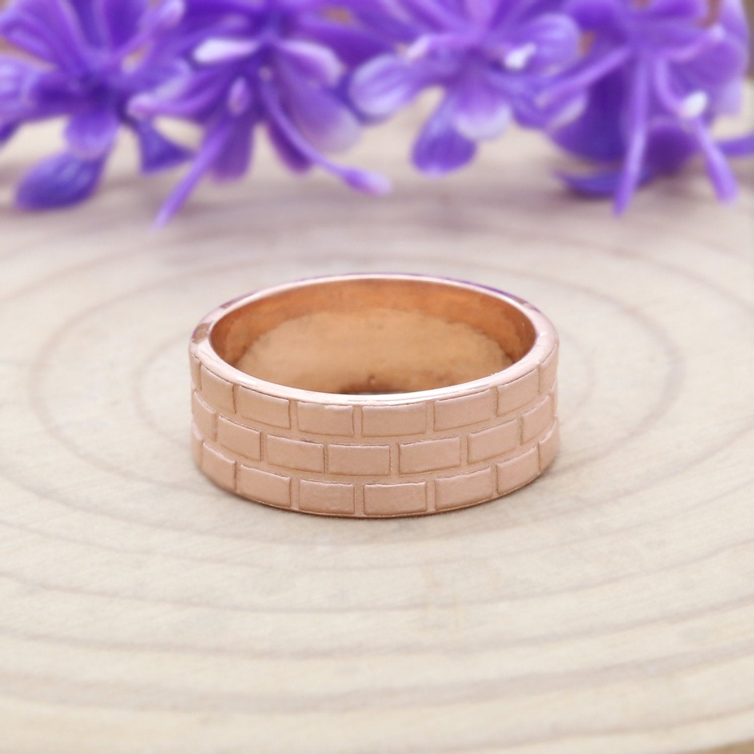 Couple Wedding Band Ring 14K Rose White Yellow Solid Matte Gold Ring Engagement Gift Ring KD791
