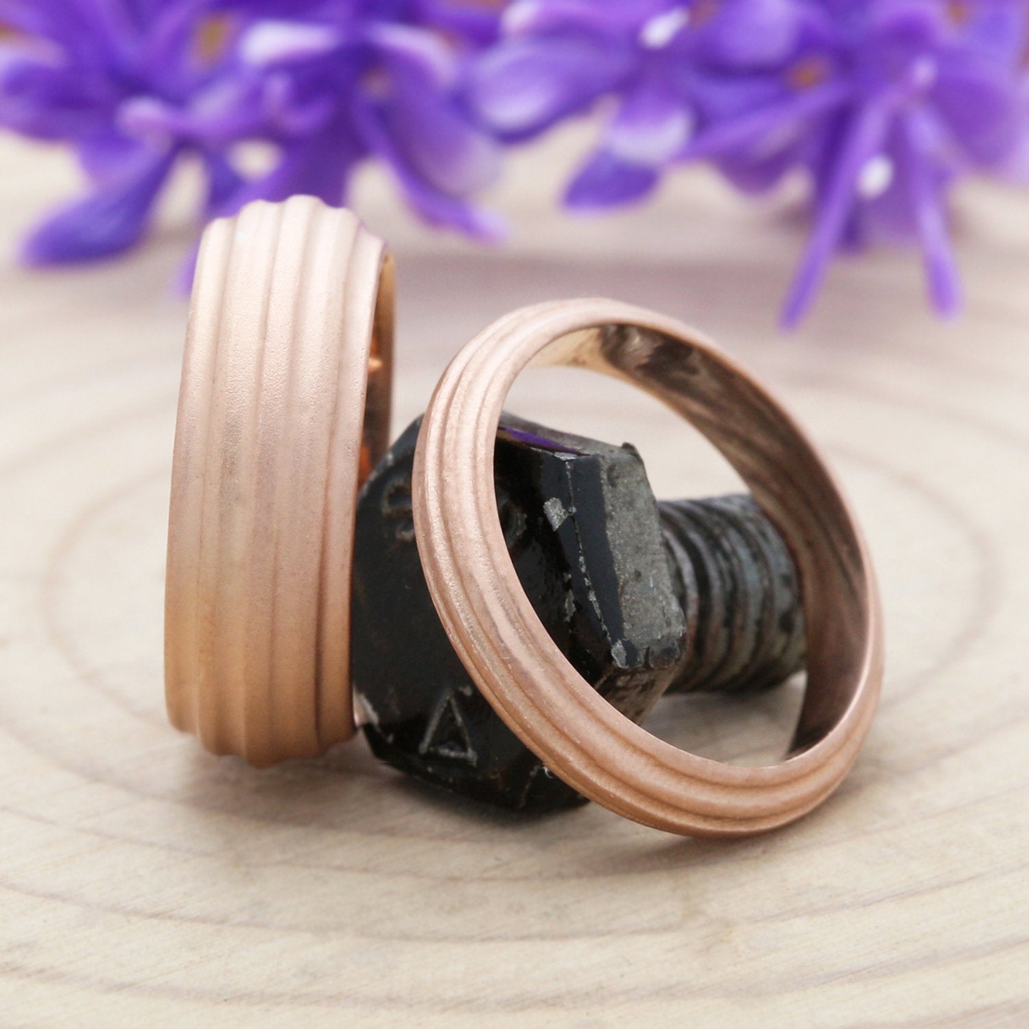 Couple Wedding Band Ring 14K Rose White Yellow Solid Matte Gold Ring Engagement Gift Ring KD792