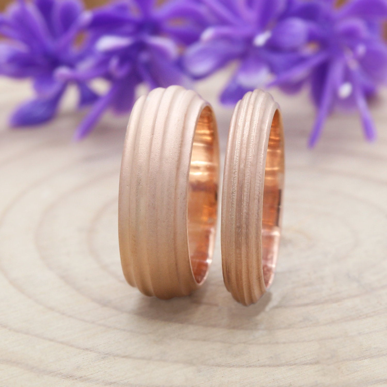 Couple Wedding Band Ring 14K Rose White Yellow Solid Matte Gold Ring Engagement Gift Ring KD792