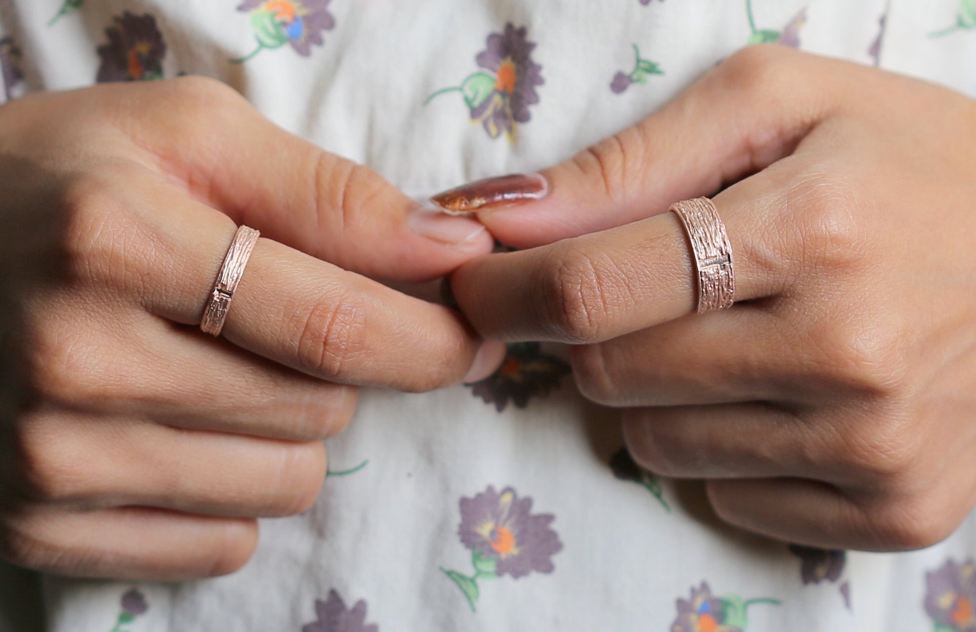 Couple Wedding Band Ring 14K Rose White Yellow Solid Matte Gold Ring Engagement Gift Ring KD790