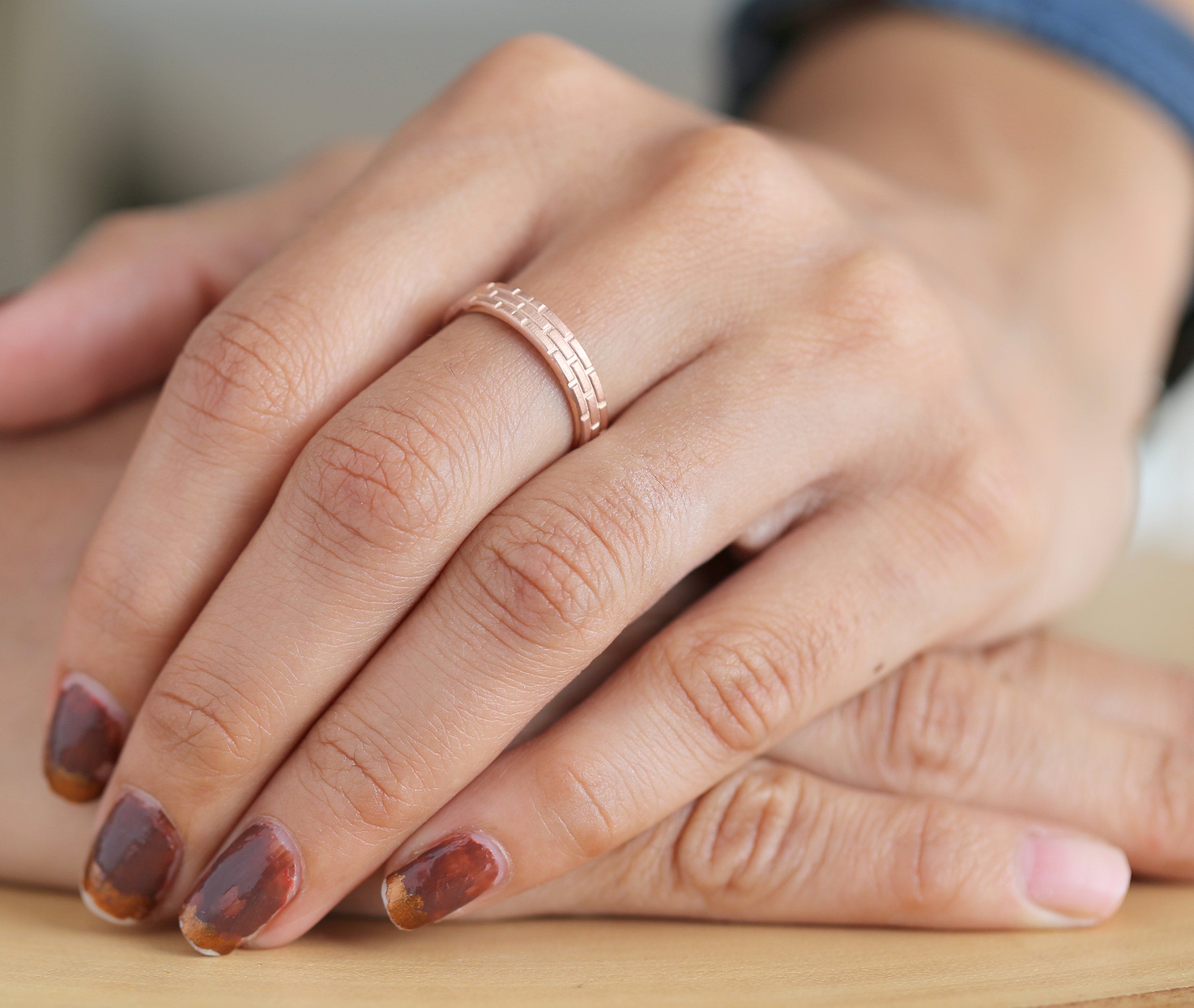 Couple Wedding Band Ring 14K Rose White Yellow Solid Matte Gold Ring Engagement Gift Ring KD791