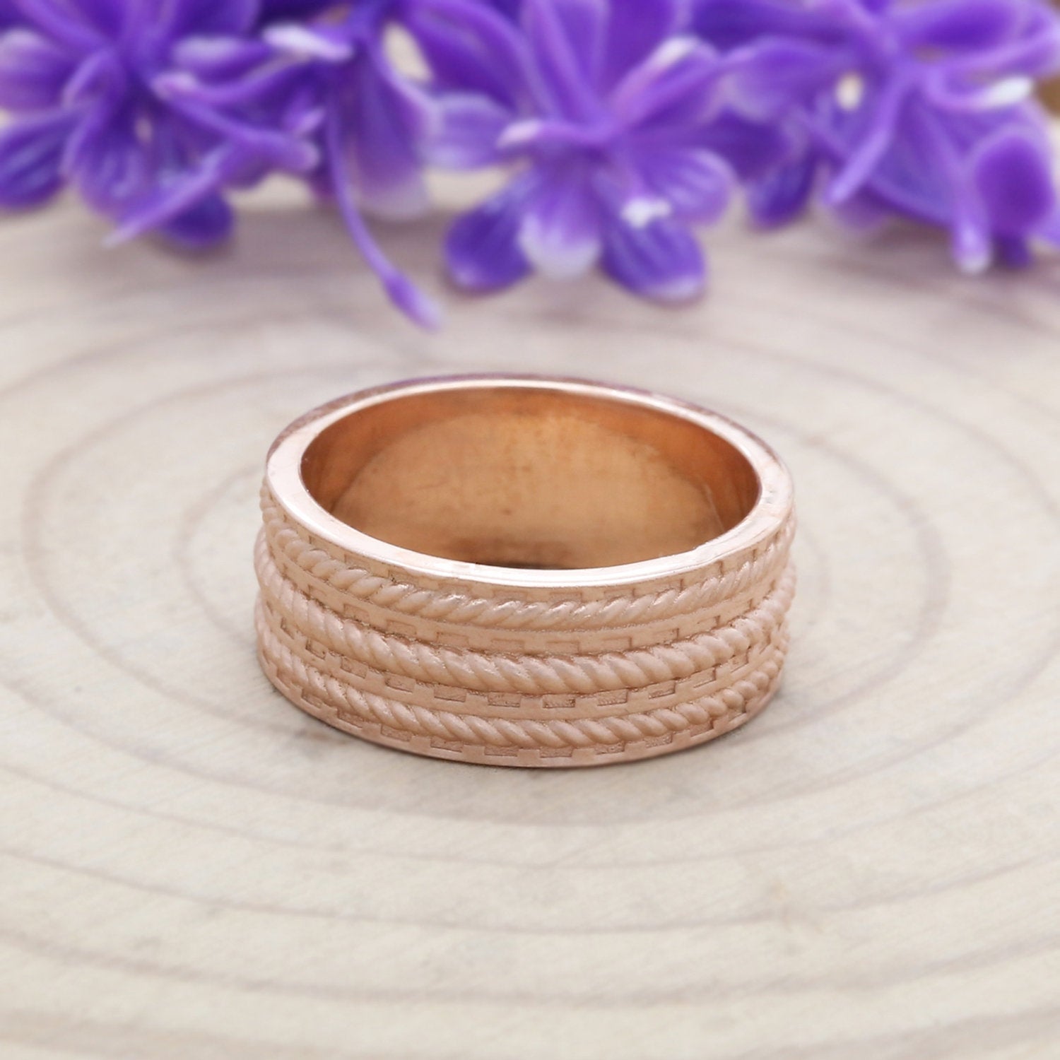 Couple Wedding Band Ring 14K Rose White Yellow Solid Matte Gold Ring Engagement Gift Ring KD794