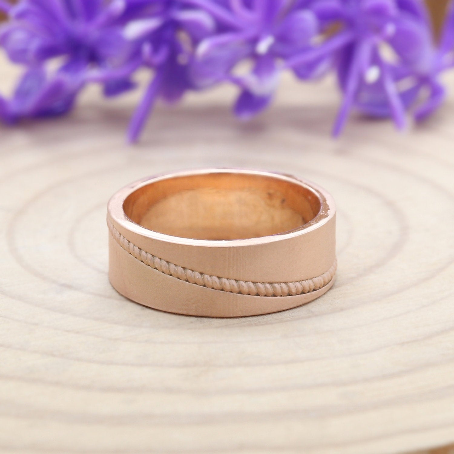 Couple Wedding Band Ring 14K Rose White Yellow Solid Matte Gold Ring Engagement Gift Ring KD795