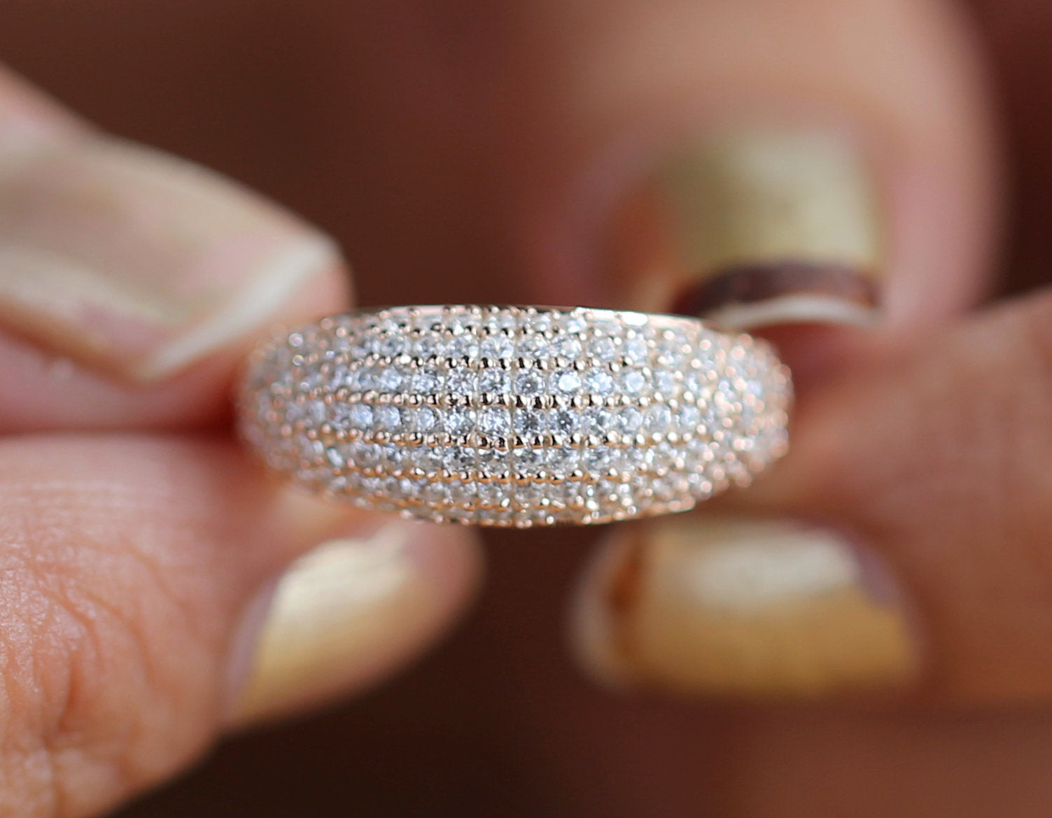 White Round Diamond 14K Rose White Yellow Gold Ring Band Engagement Wedding Gift Band KD807