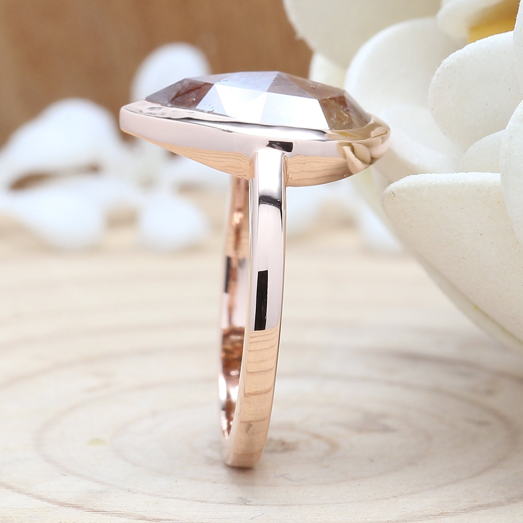 3.58 Ct Brown Pear Diamond 14K Solid Gold Ring Engagement Wedding Gift Ring KDL8325