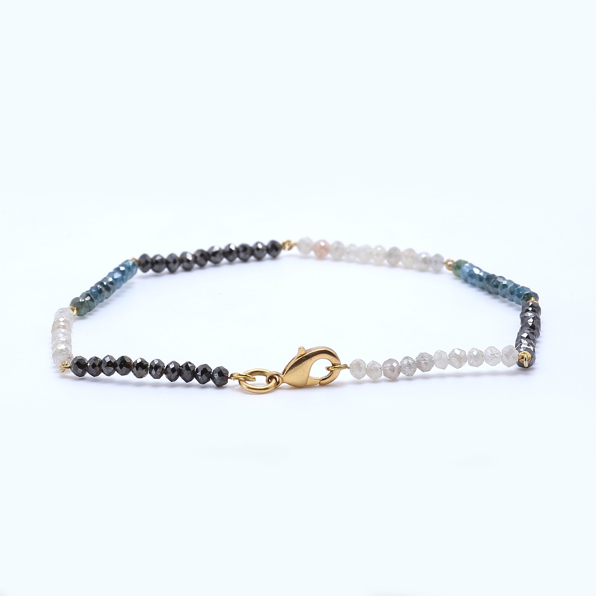 10 CT Round White Black Blue Color Bead Diamond Bracelet With 14 K Solid Rose White Yellow Gold String lock Engagement Wedding Gift KD870