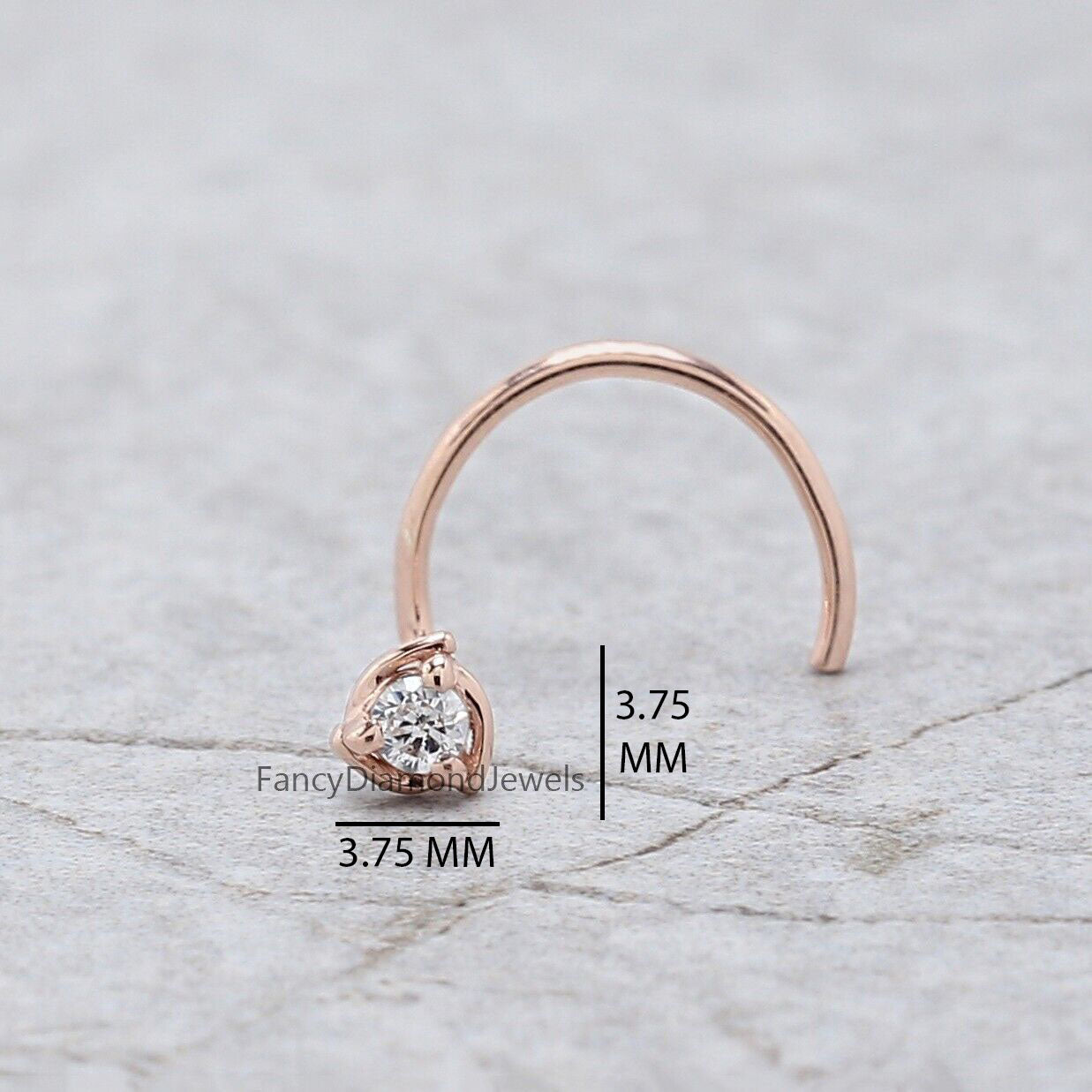 Natural White Round Diamond Nose Rings Engagement Wedding Gift Nose Ring 14K Solid Rose White Yellow Gold Nose Ring 0.03 CT KD1020