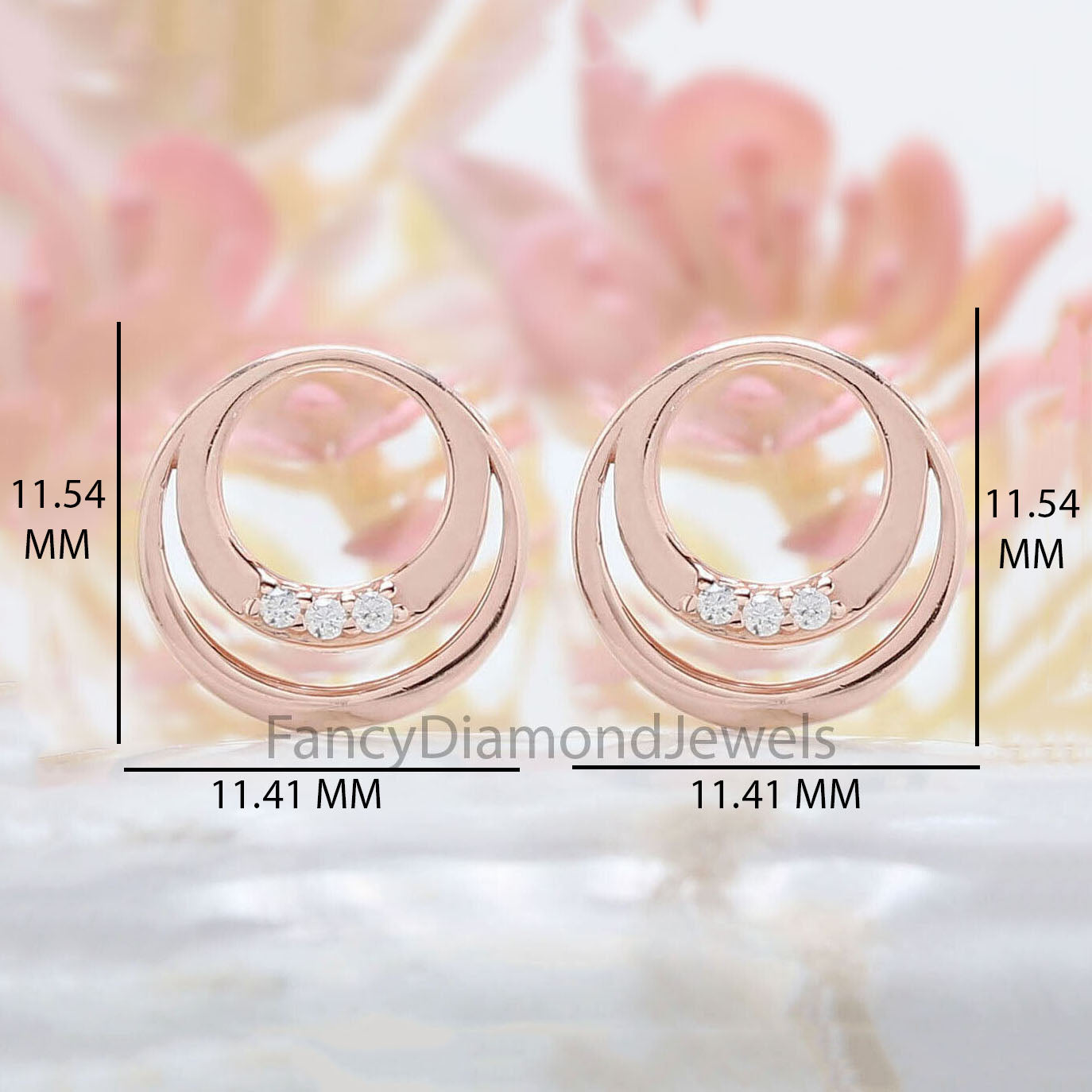 Round White Color Diamond Earring Engagement Wedding Gift Earring 14K Solid Rose White Yellow Gold Earring 0.04 CT KD982